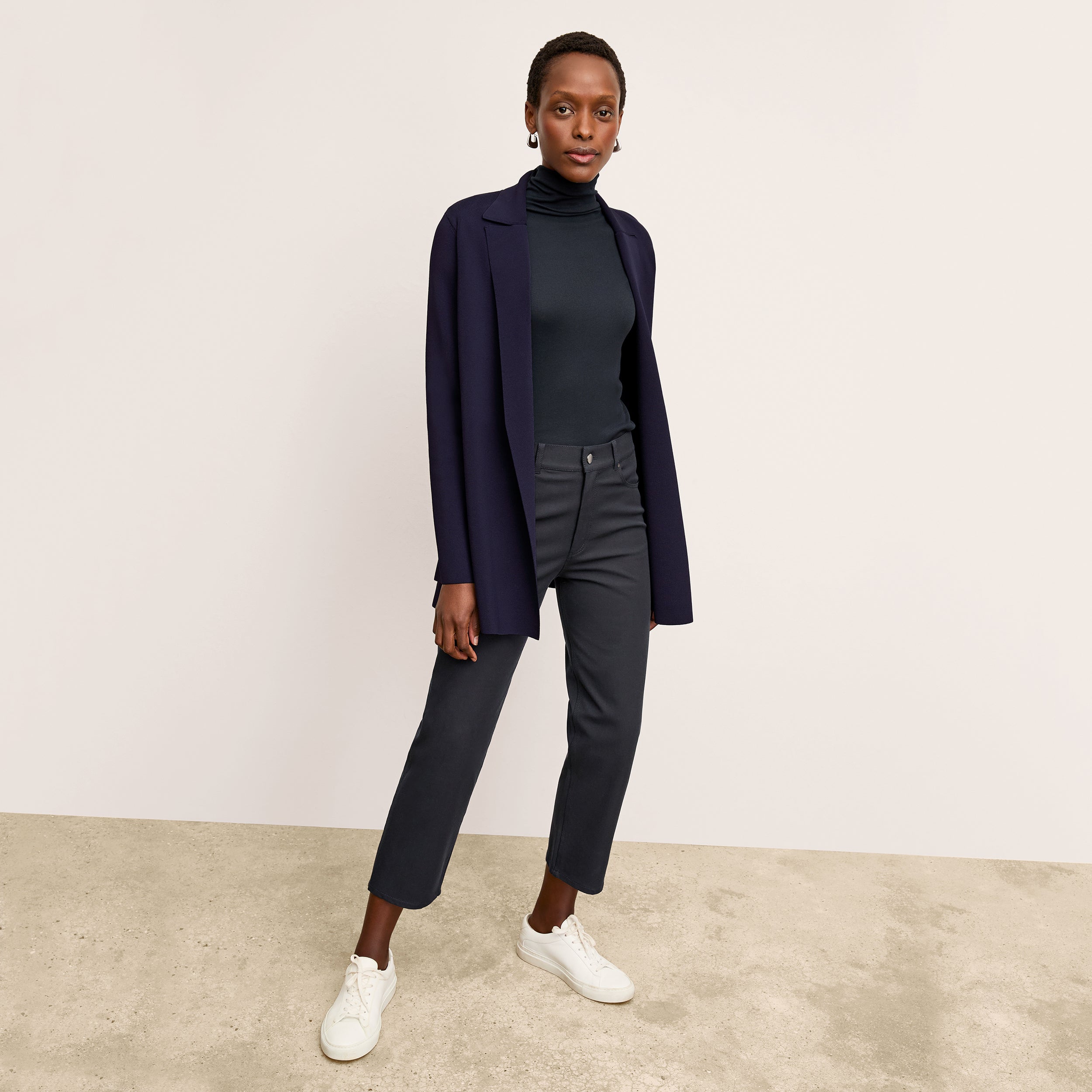 Axam Turtleneck - Organic Ribbed Pima Cotton :: Dark Navy – M.M.LaFleur