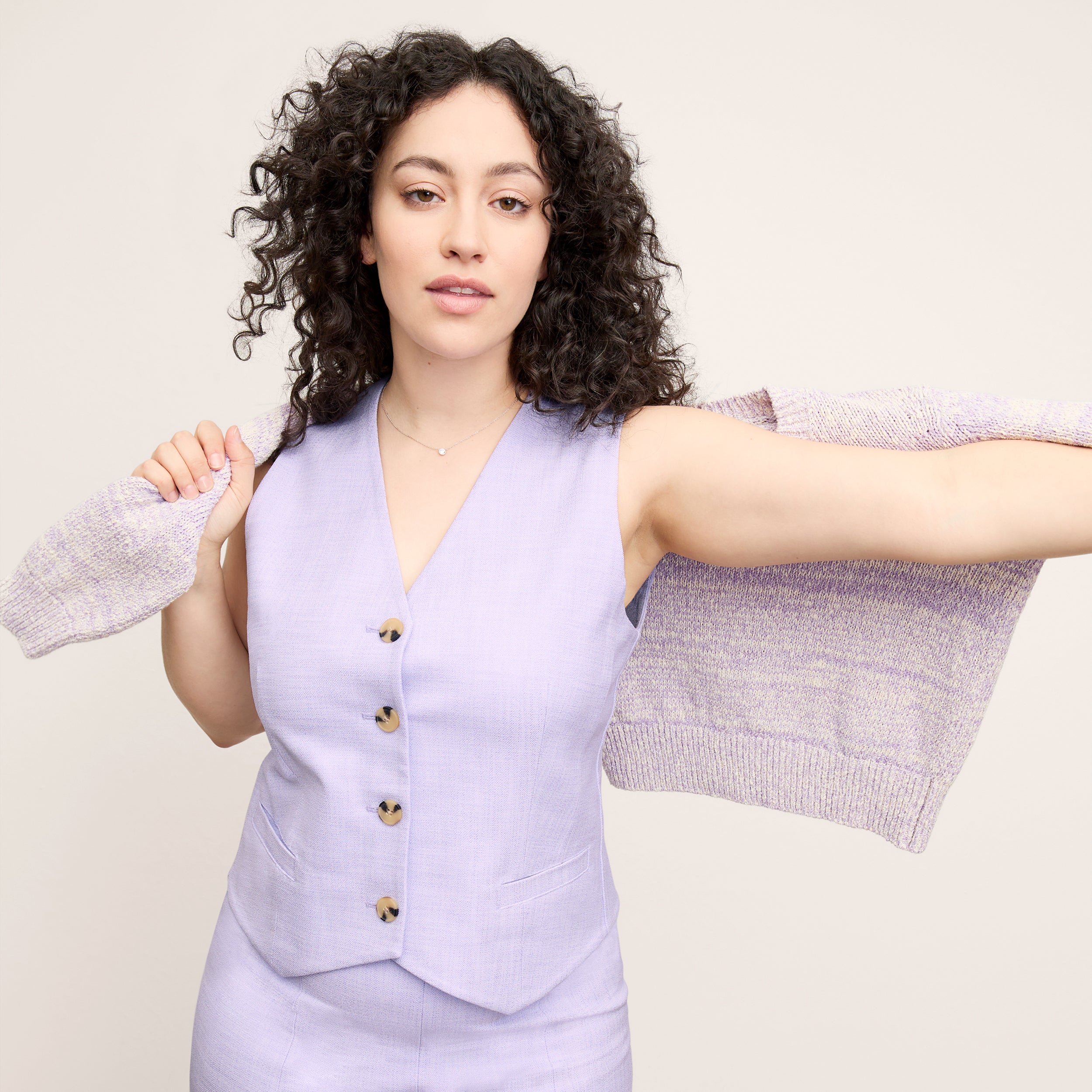 Aniya Jacket - Stretch Tweed :: Lilac/Ivory
