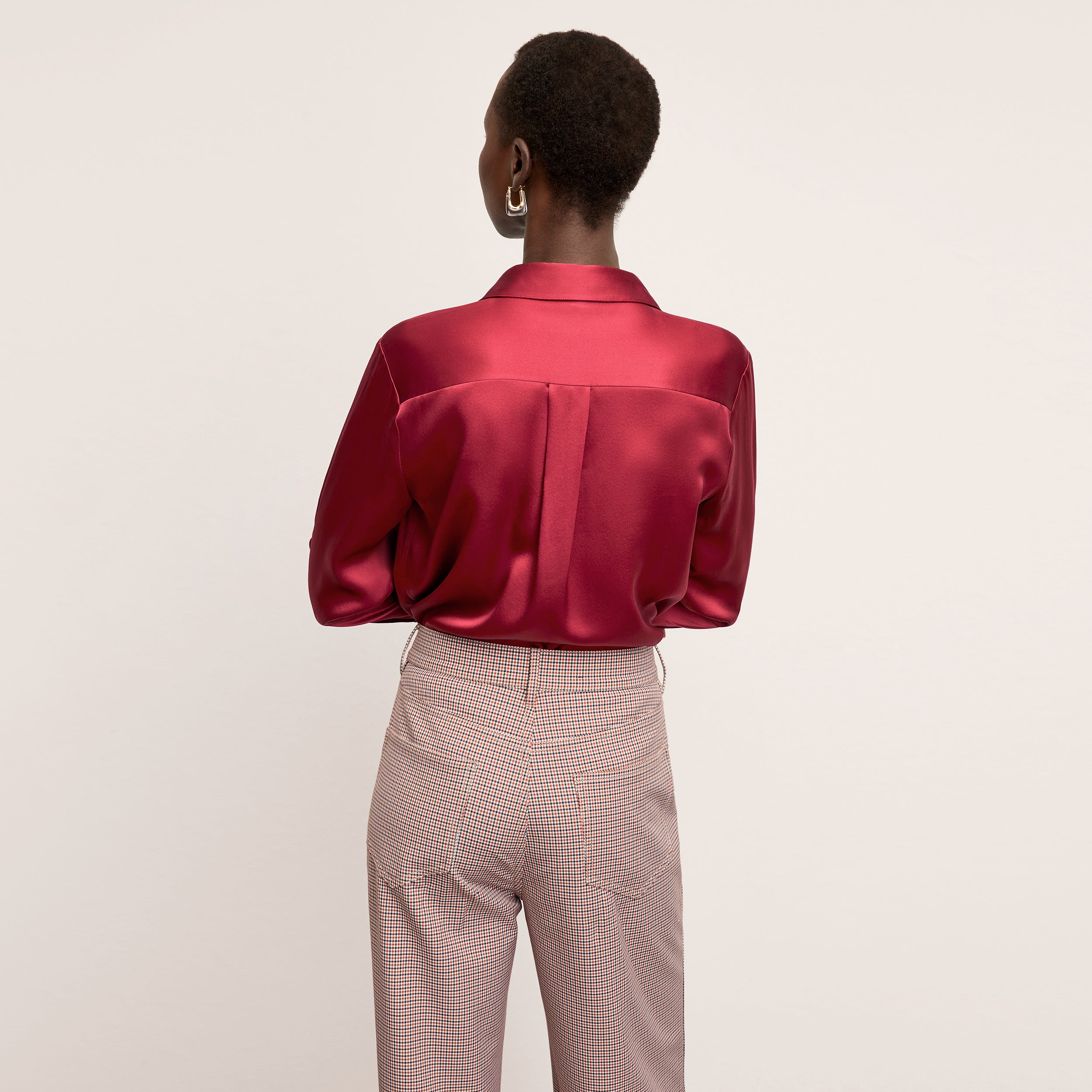 Tatum Button-Down Shirt - Washable Silk Charmeuse :: Black
