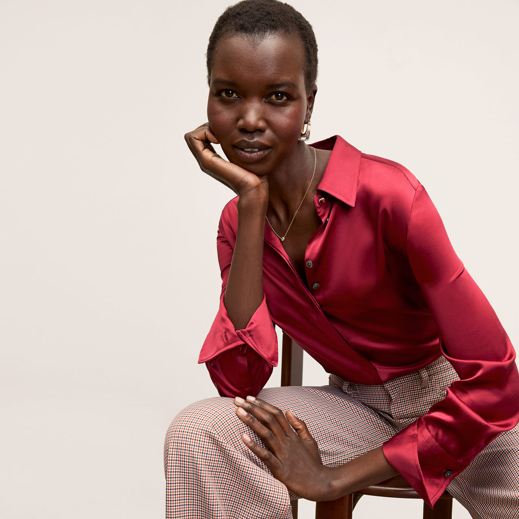 Tatum Top Washable Silk Charmeuse Scarlet M M LaFleur tatum-top-washable-silk-charmeuse-scarlet-m-m-lafleur