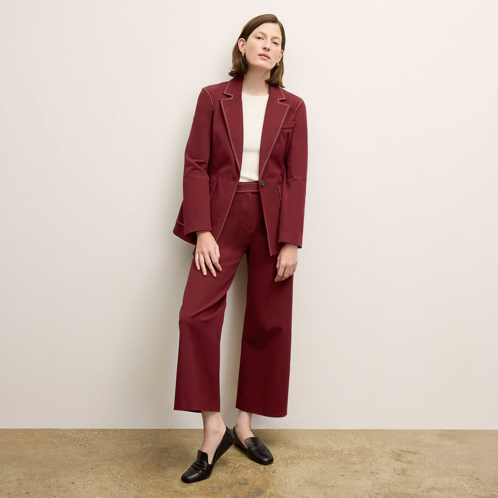 Maude Dress - Contrast Stitch Eco Better Than Denim :: Berry Jam