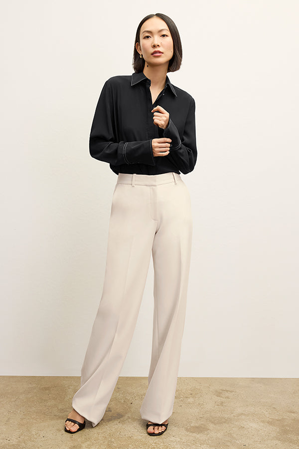 Tinsley Wide-Leg Trouser - Luxe Flex Suiting :: Ivory – M.M.LaFleur