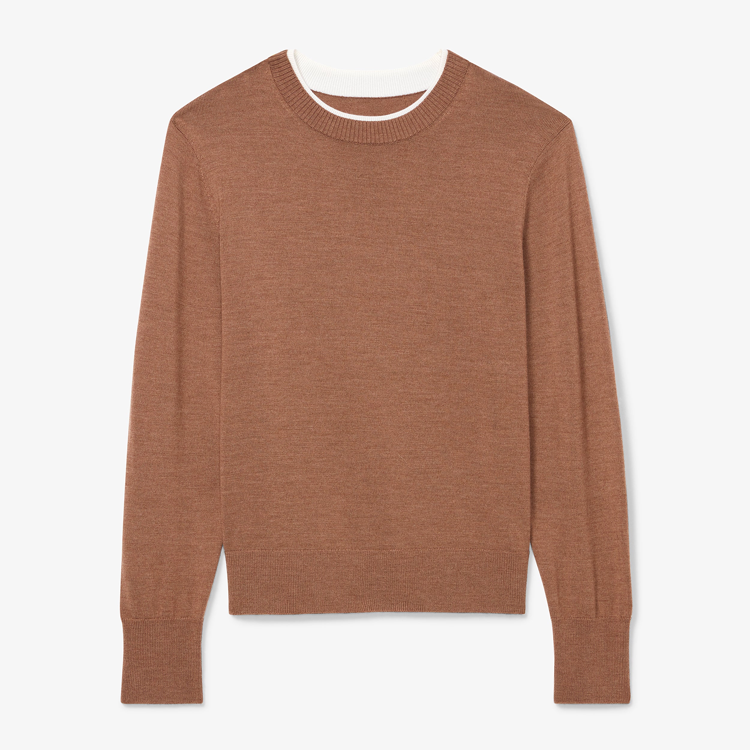 Kit Contrast Sweater - Merino :: Camel/Ivory
