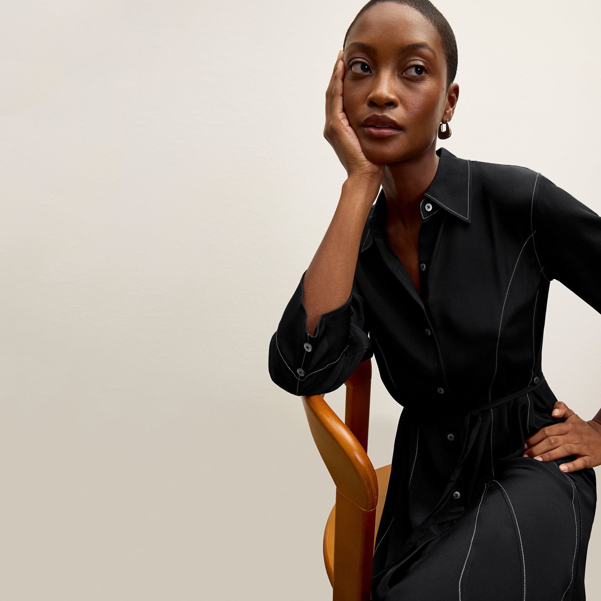 Pepper Dress - Washable Silk Top Stitch :: Black M.M.LaFleur Pepper Dress - Washable Silk Top Stitch :: Black M.M.LaFleur