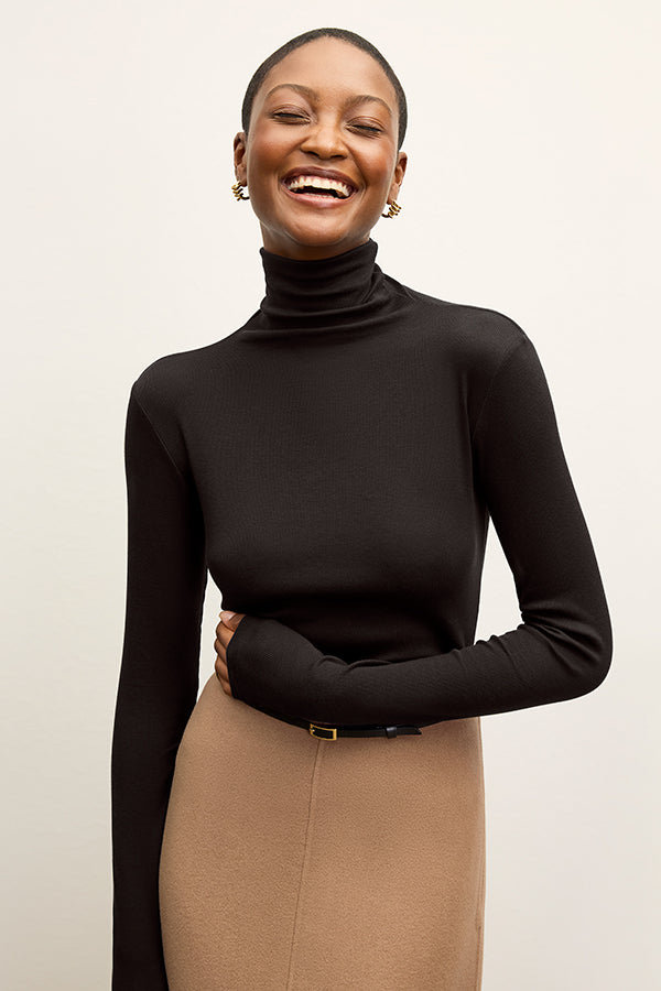 Axam Layering Turtleneck Ribbed Pima Cotton :: Black –