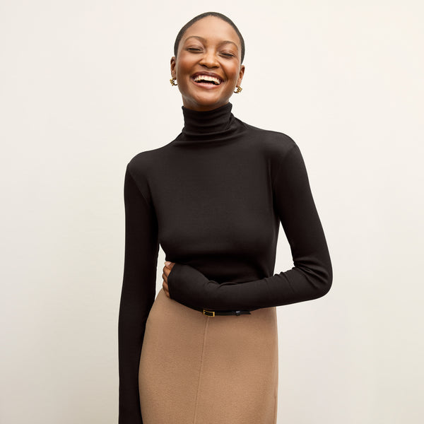 Axam Layering Turtleneck Ribbed Pima Cotton :: Black –