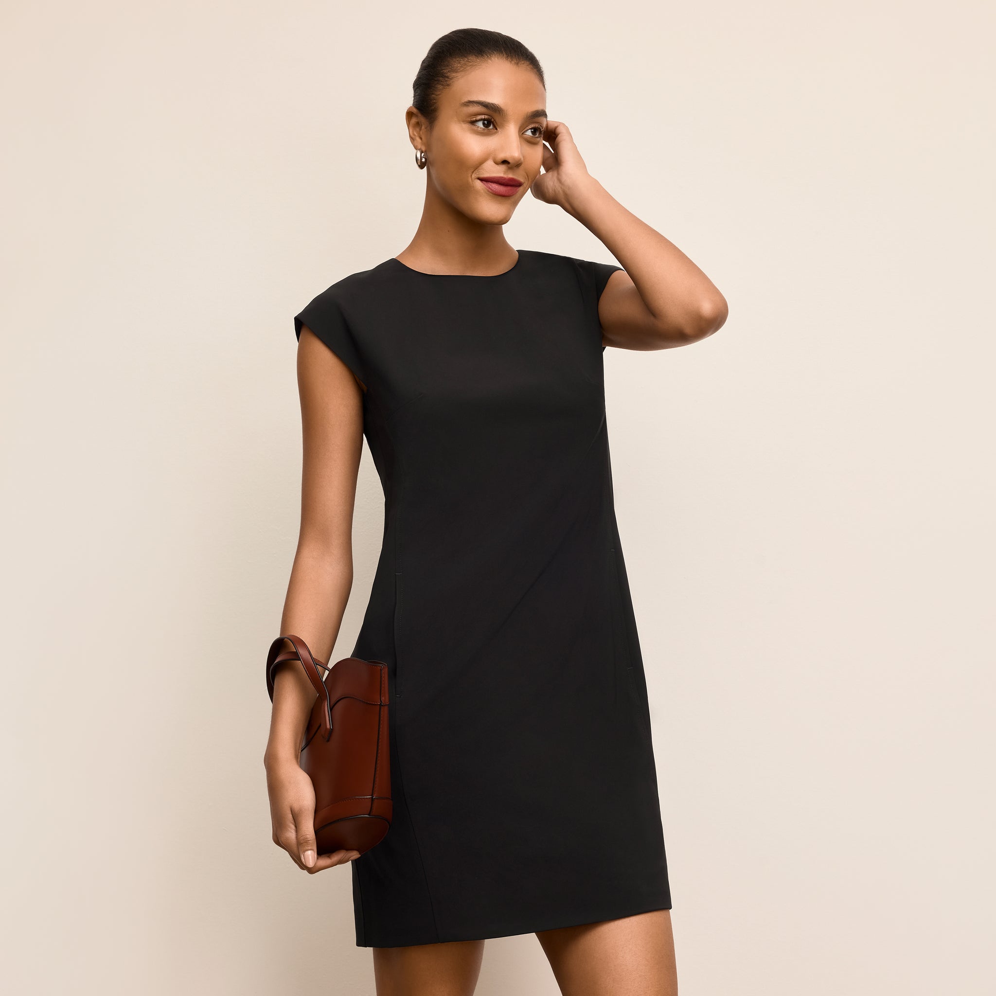 za 2020 women black dress ZARA WOMAN SS25 NWT BLACK ZW COLLECTION MULTI-POSITION SATIN DRESS 9479/079/800