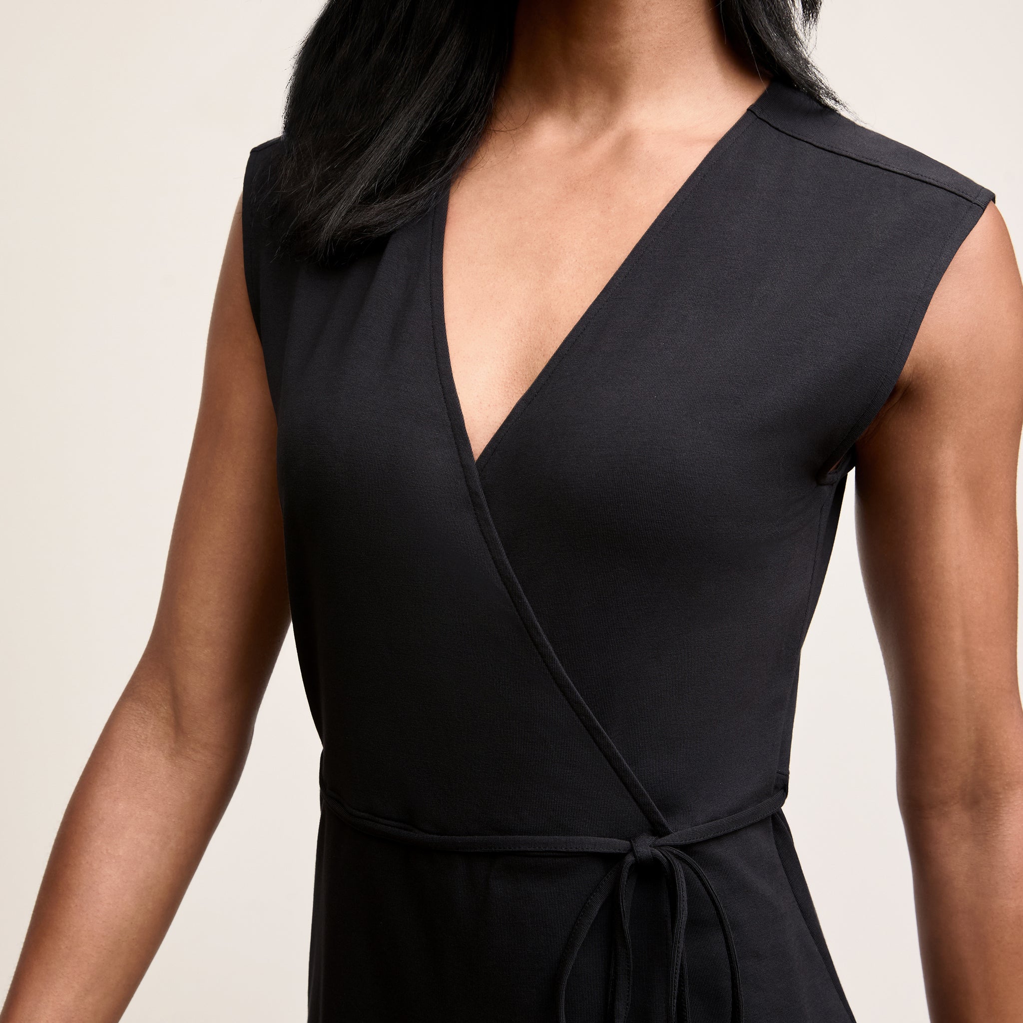 Front image of a woman wearing The Marta Dress-Pima Cotton Jersey :: Black