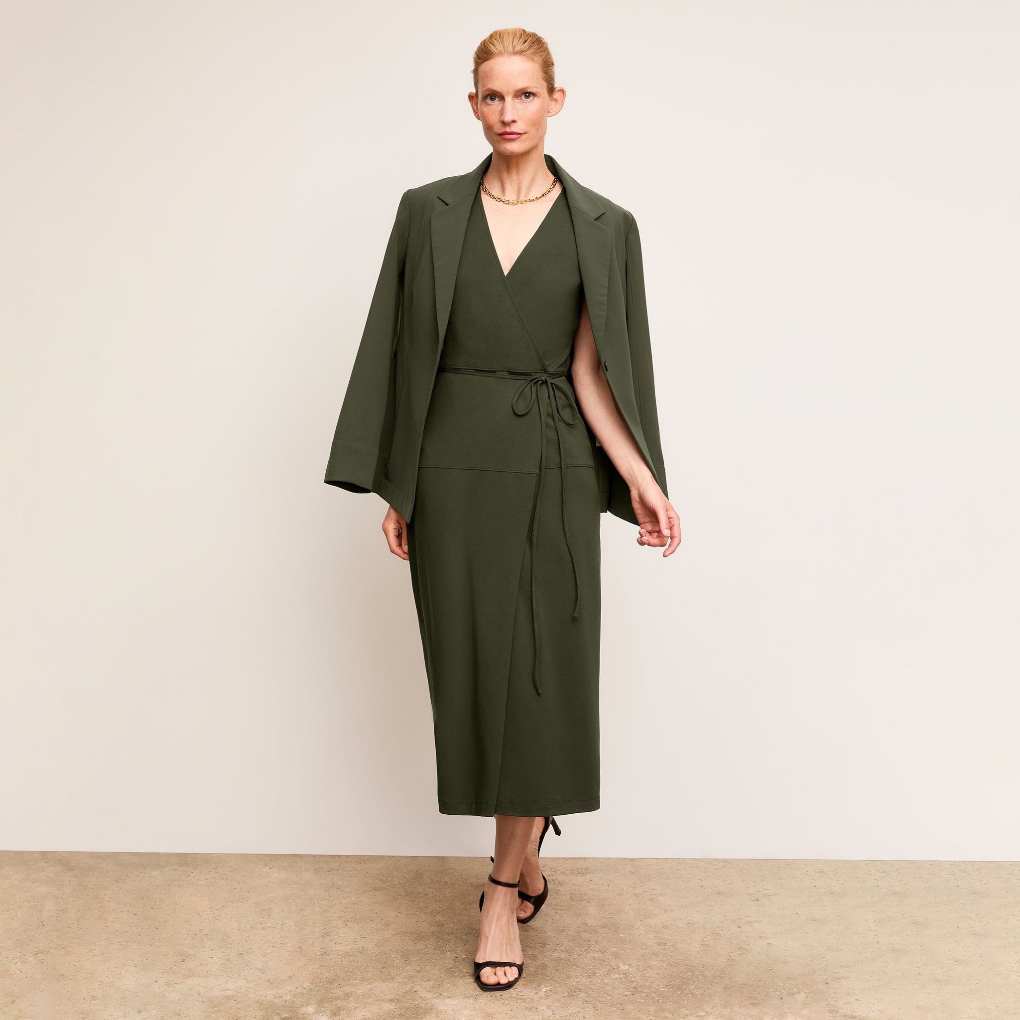 jersey cotton wrap dress Women's Organic Cotton Jersey Callie Wrap Dress Fern Beats Blue | Fair Trade