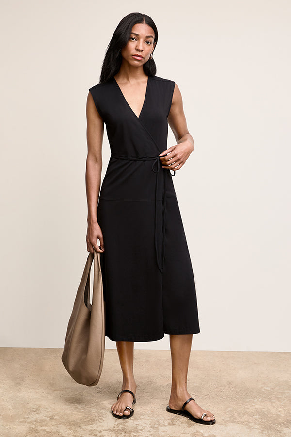 Marta Wrap Dress - Pima Cotton Jersey :: Black, M Marta Wrap Dress - Pima Cotton Jersey :: Black, M