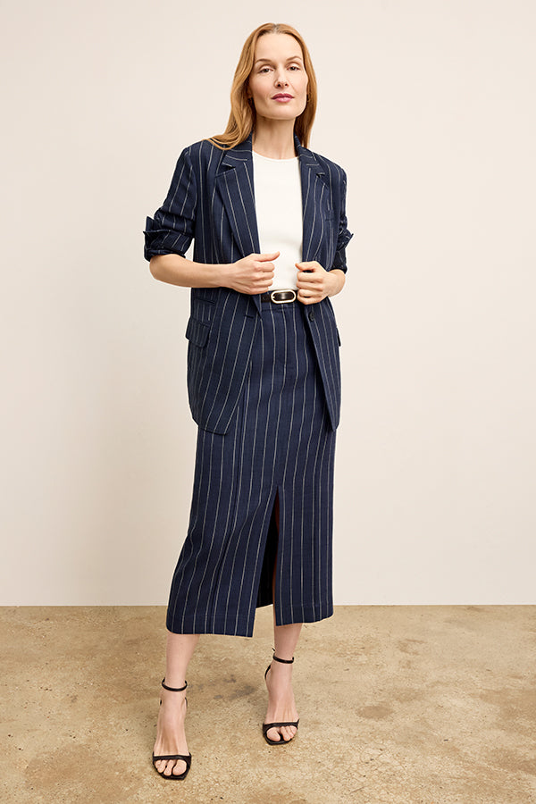 Teddy Breeze Jacket - Woven Pinstripe :: Navy/Ivory – M.M.LaFleur