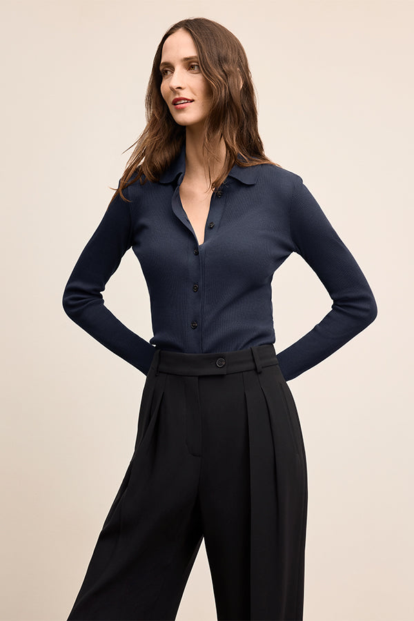 Nala Top - Ribbed Pima Modal :: Dark Navy – M.M.LaFleur