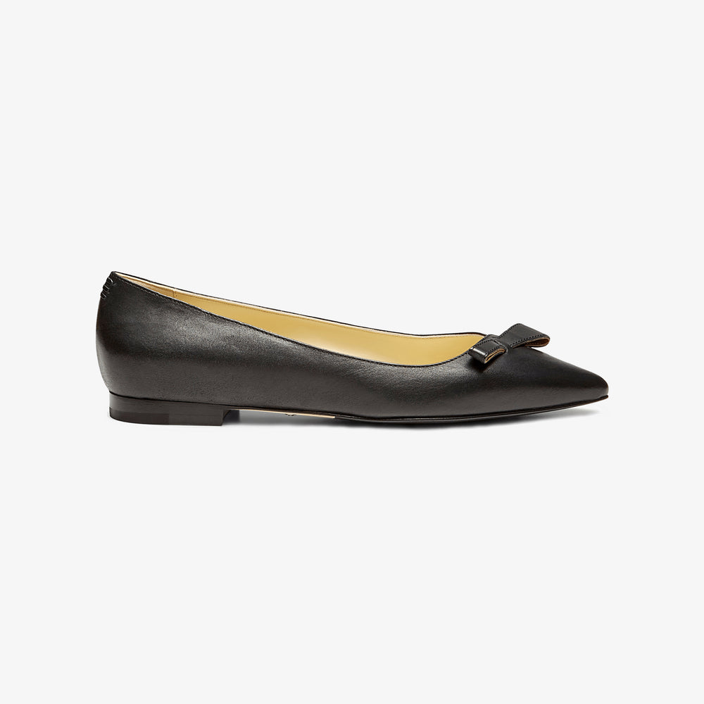 image of the  natalie flat in black vachetta