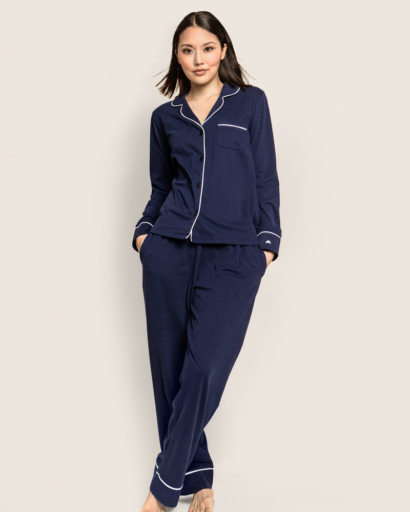 Petite Plume Pima Pajama Set in Navy