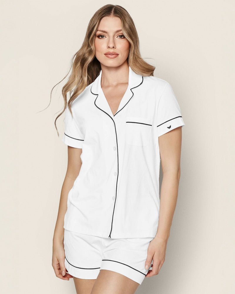 Petite Plume Pima Short Sleeve Short Set in Mystique Blue