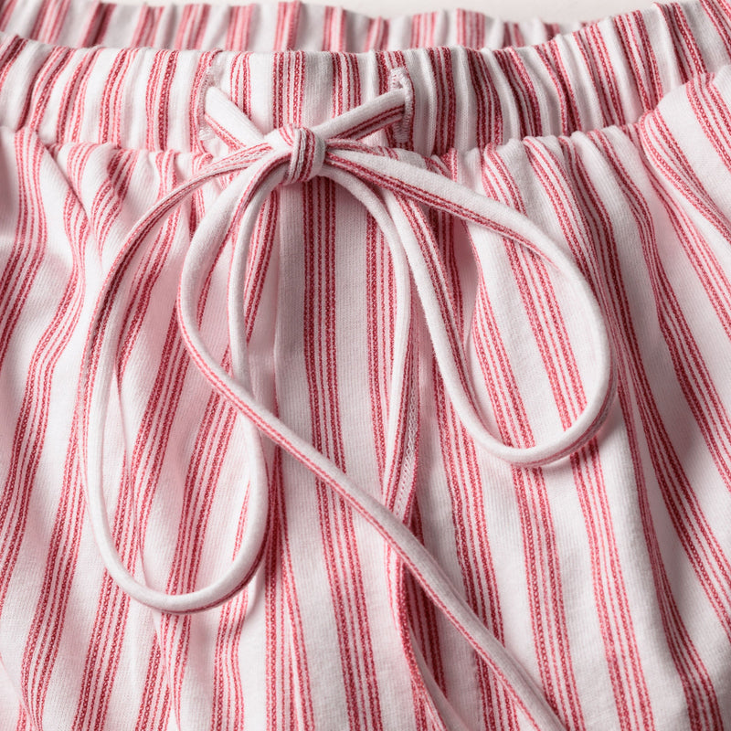 Petite Plume Olivia Wide Leg Pima Pajama Set in Antique Red Ticking