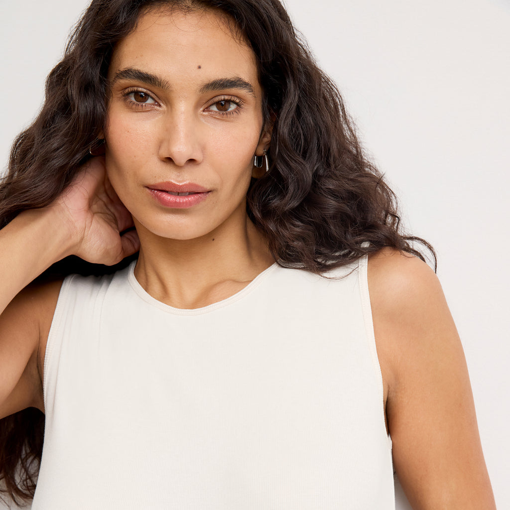 Paige Tank - Ribbed Pima Cotton :: Pebble