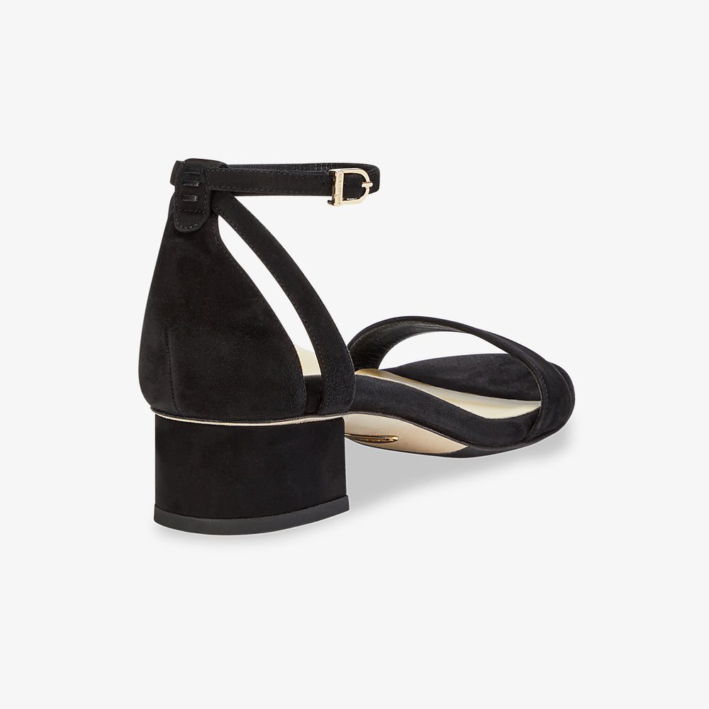 image of the perfect block sandal in black suede