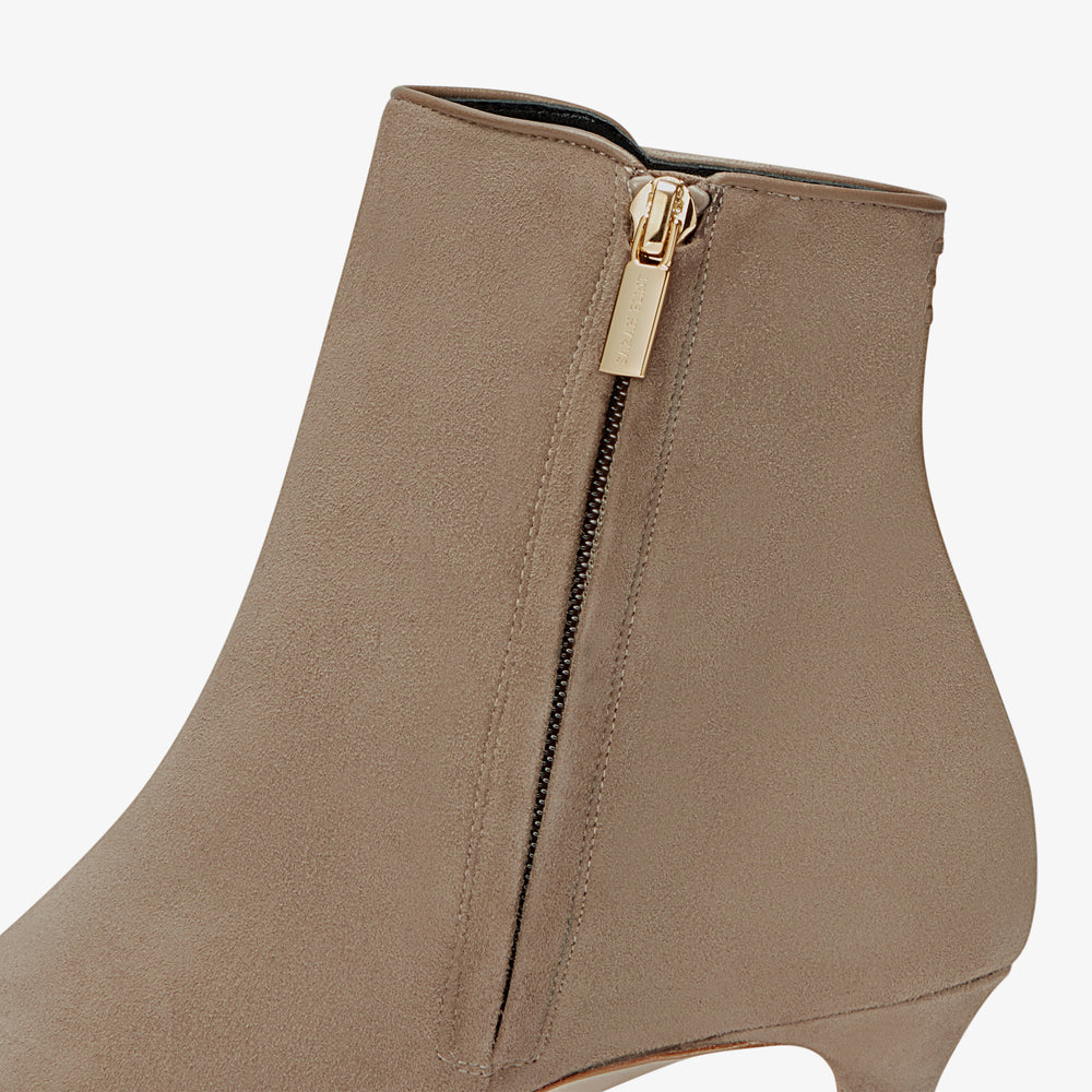 image of the perfect dress bootie in taupe suede