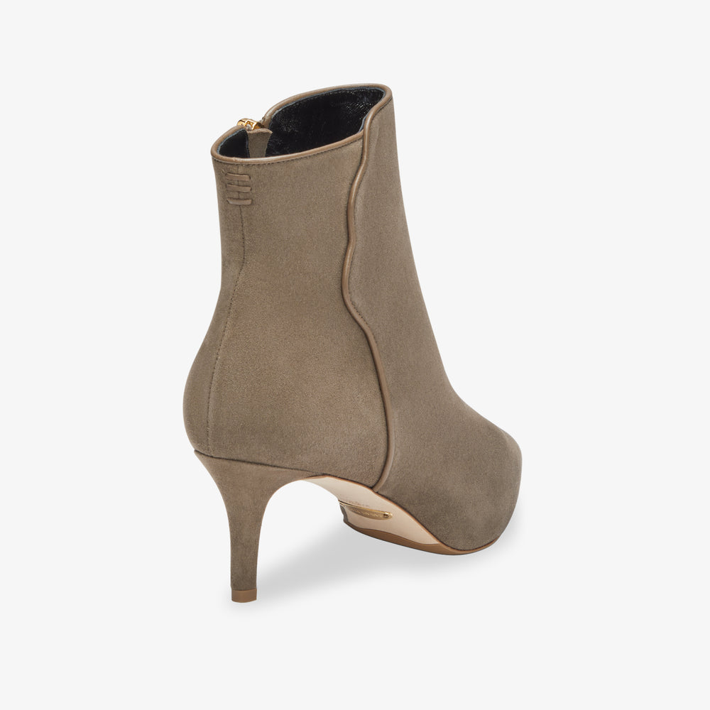 image of the perfect dress bootie in taupe suede