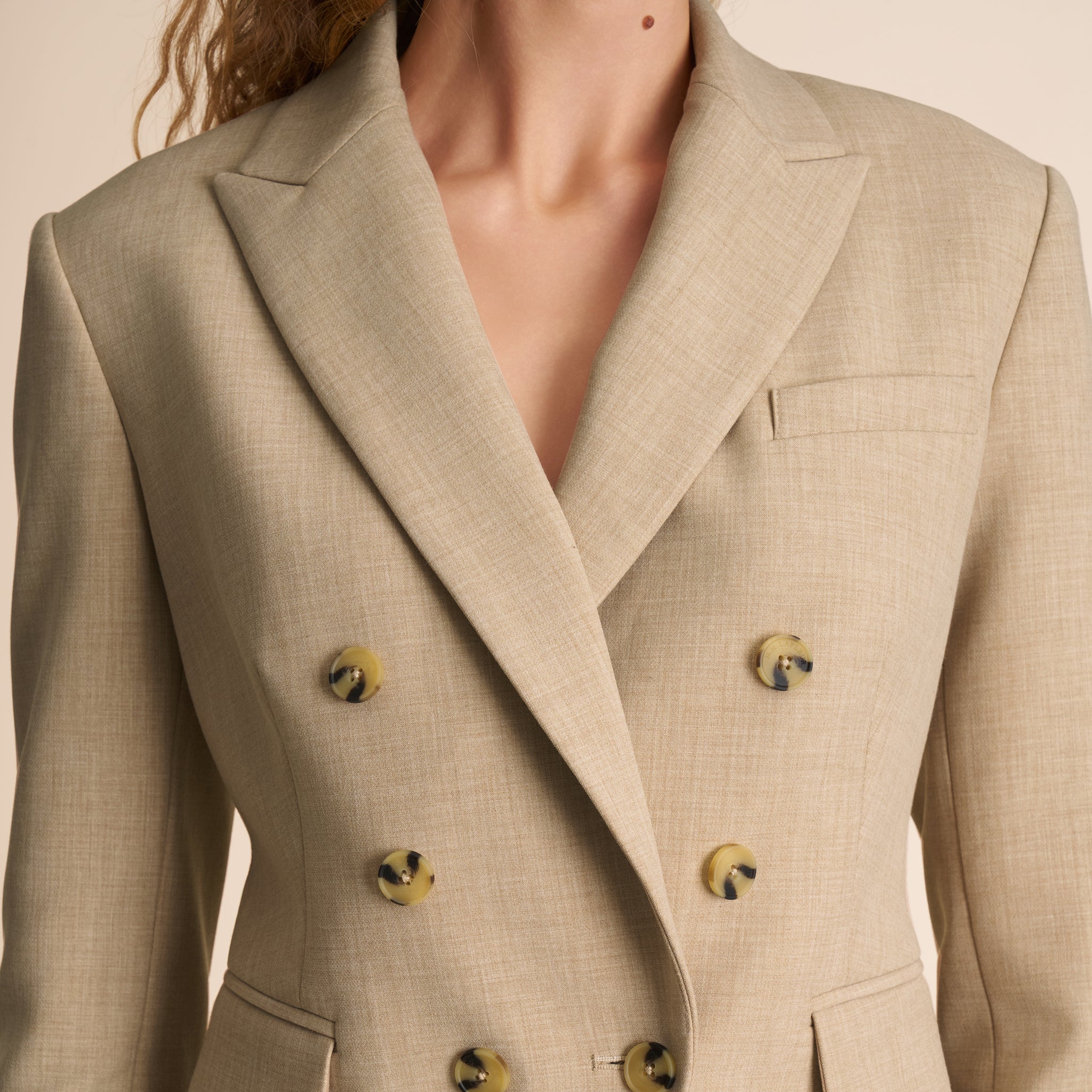 Priscilla Founder Blazer - Luxe Flex Suiting :: Beige Melange