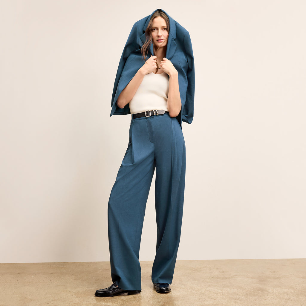 Russell Button Down - Italian Wool Twill :: Bluebell