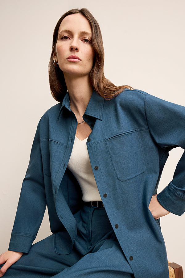 Ayla V-Neck Jacket - Stretch Denim :: Midnight Wash – M.M.LaFleur