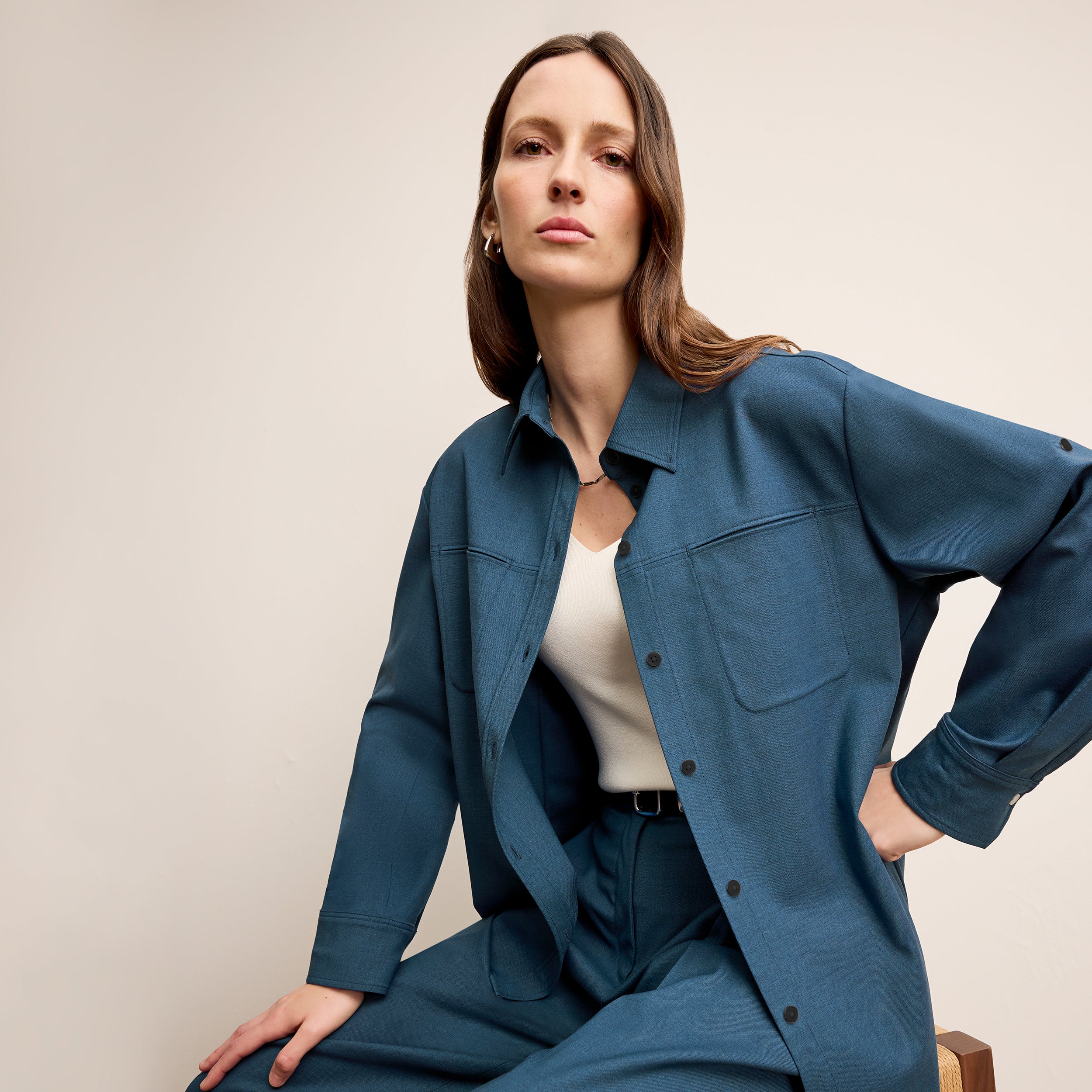 Rossi Executive Blazer - Italian Wool Twill :: Bluebell