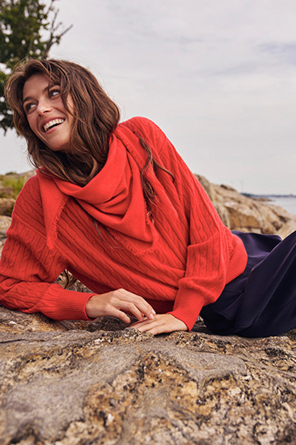Giselle Cable Sweater - Cashmere :: Spiced Cherry