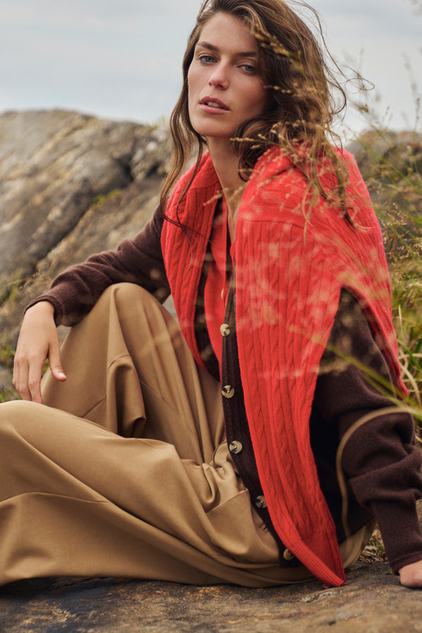 Giselle Cable Sweater - Cashmere :: Spiced Cherry