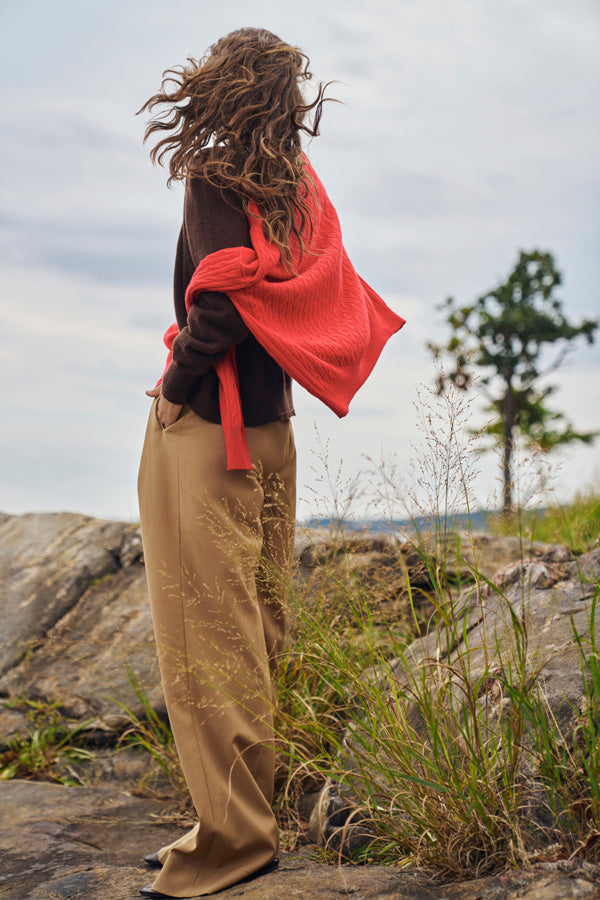 Giselle Cable Sweater - Cashmere :: Spiced Cherry
