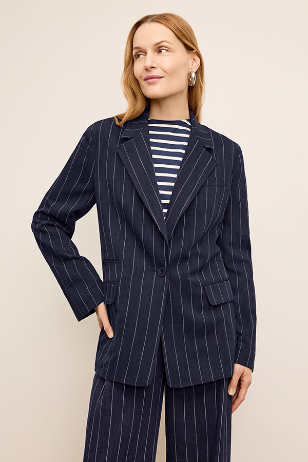 Yasmine Blazer - Italian Wool Twill :: Dark Navy – M.M.LaFleur