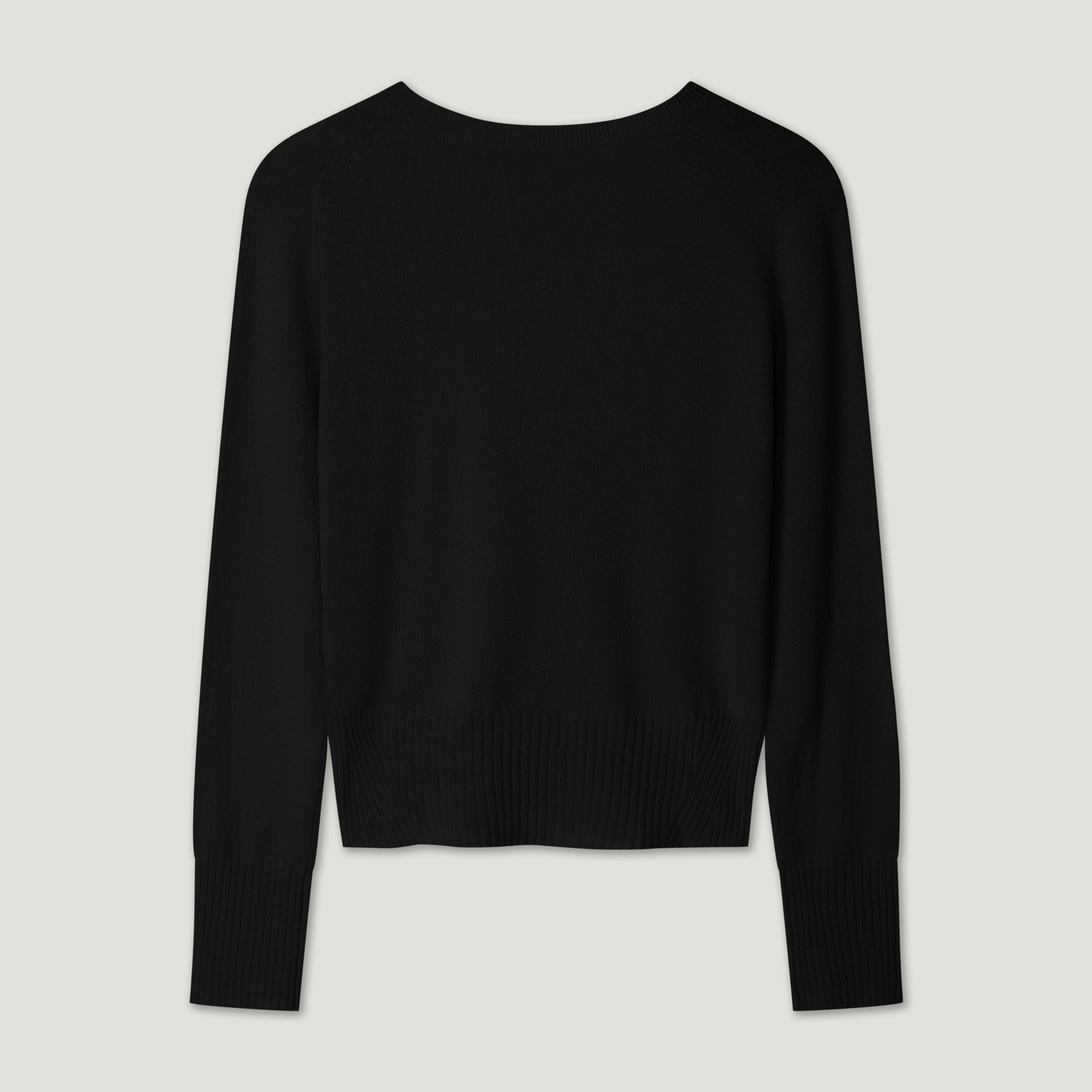Black sweater on a light gray background