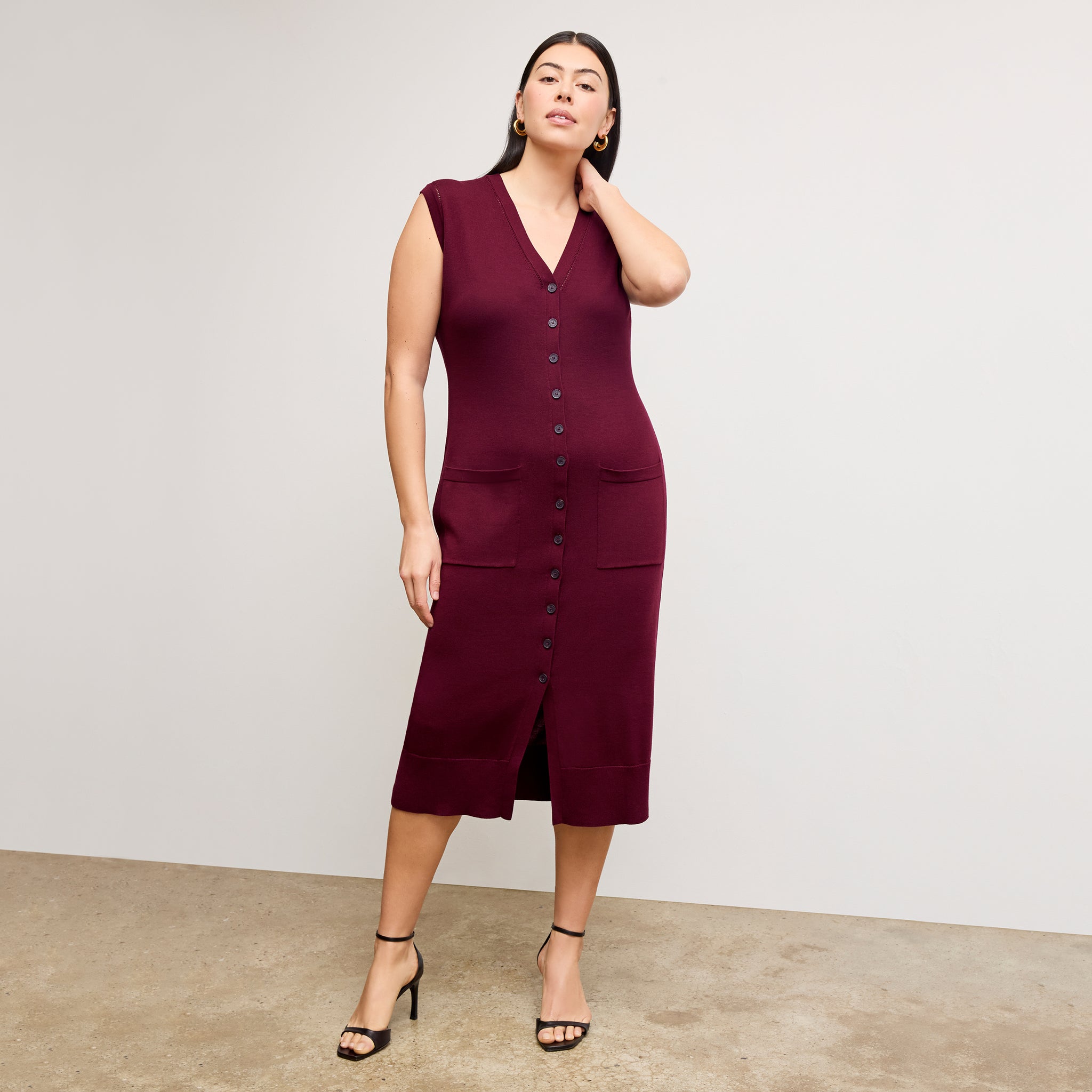 Toula Pointelle Dress - 365 Cotton Silk Knit :: Syrah Toula Pointelle Dress - 365 Cotton Silk Knit :: Syrah
