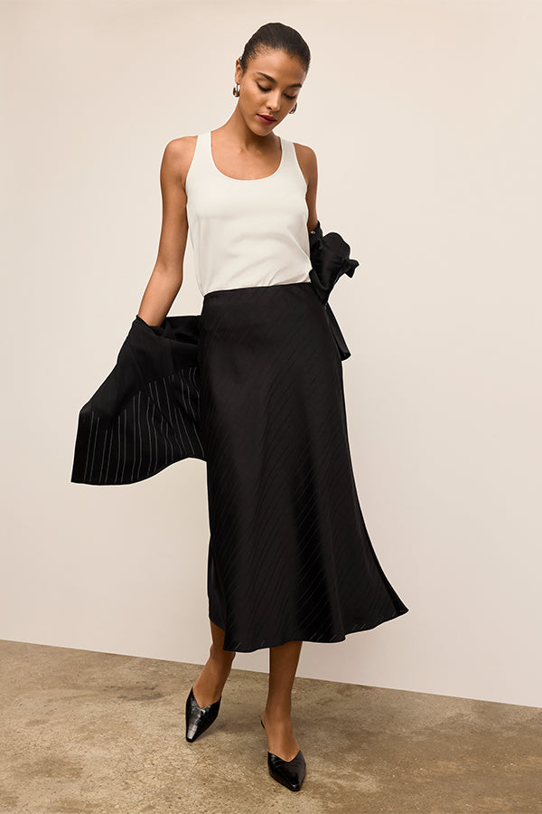 Ara Midi Skirt - Light Printed Jersey :: Abstract Hydrangea – M.M.