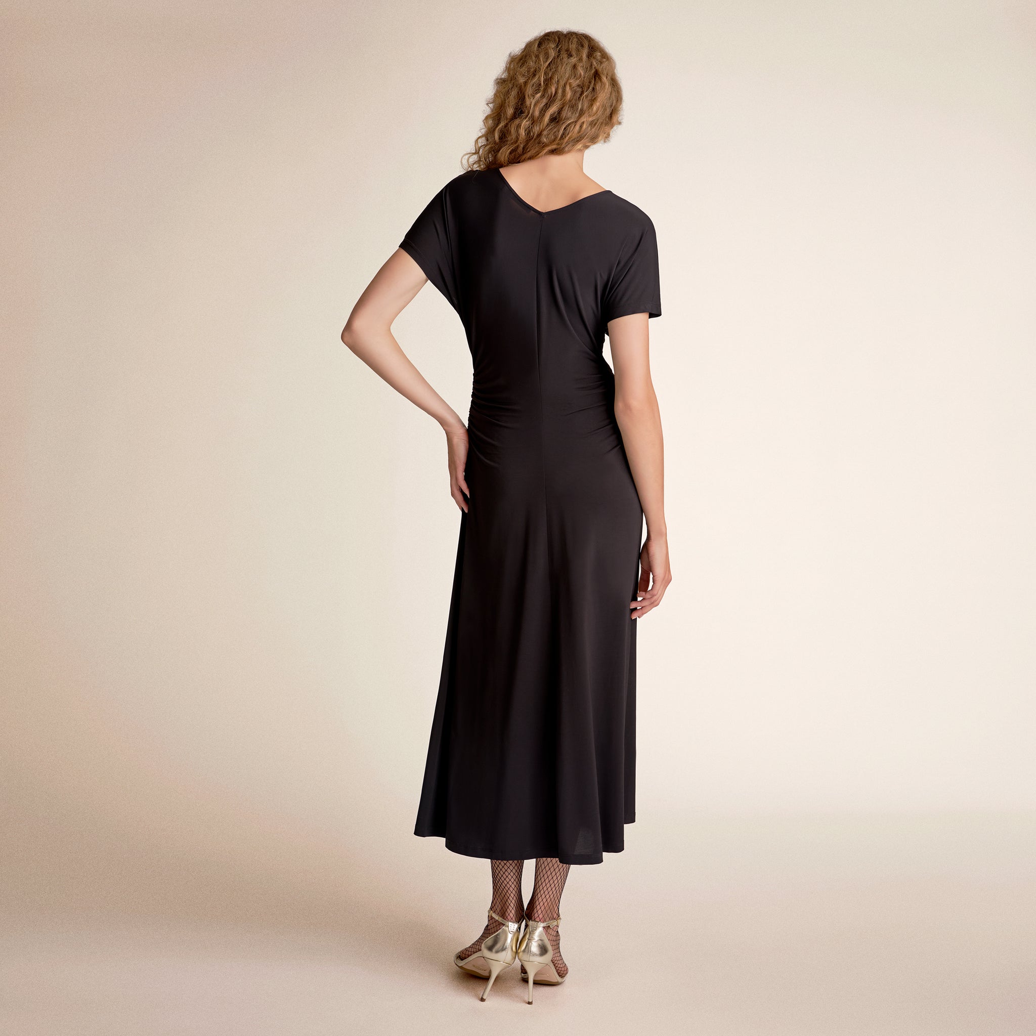 Woman wearing a black dress