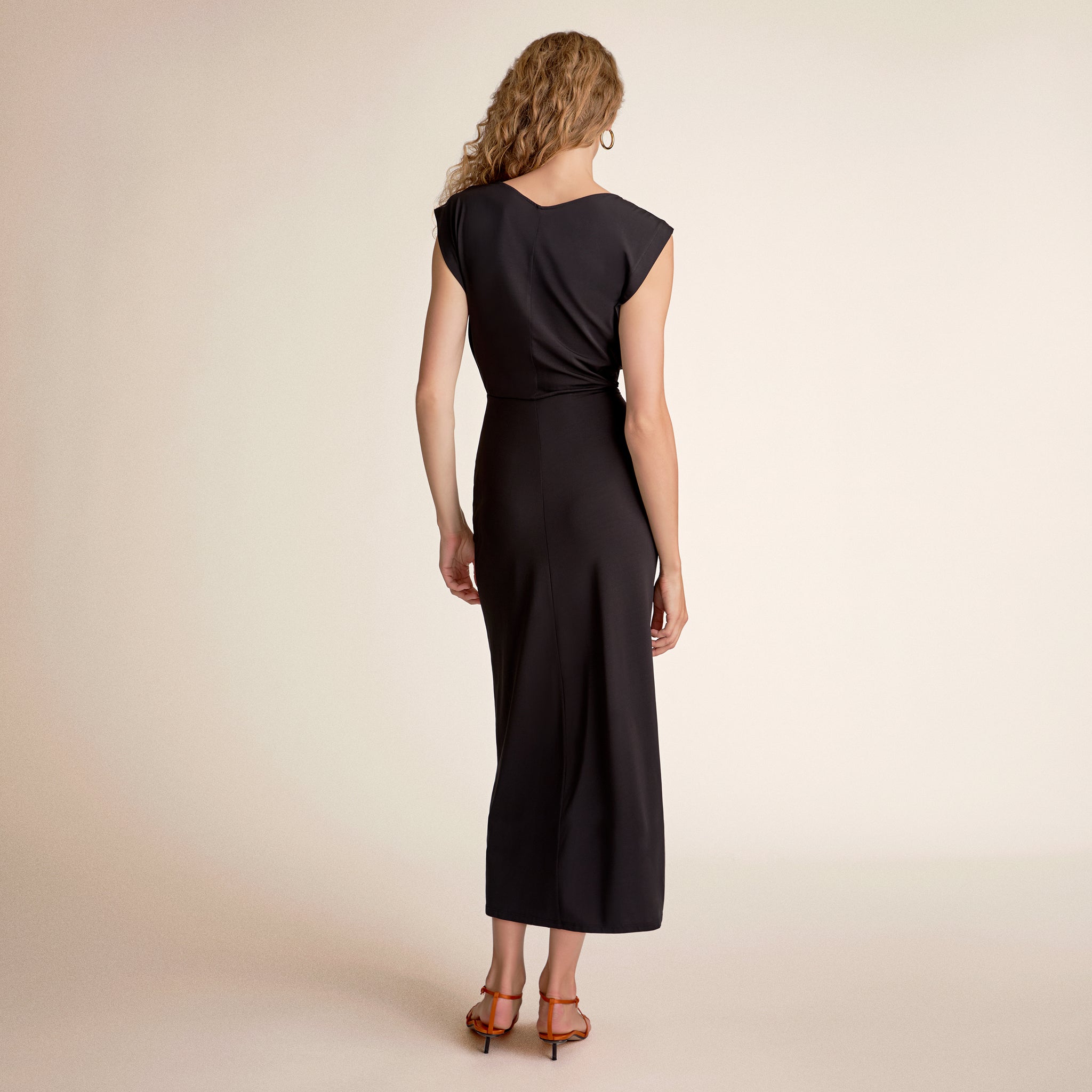 Woman wearing a black dress 