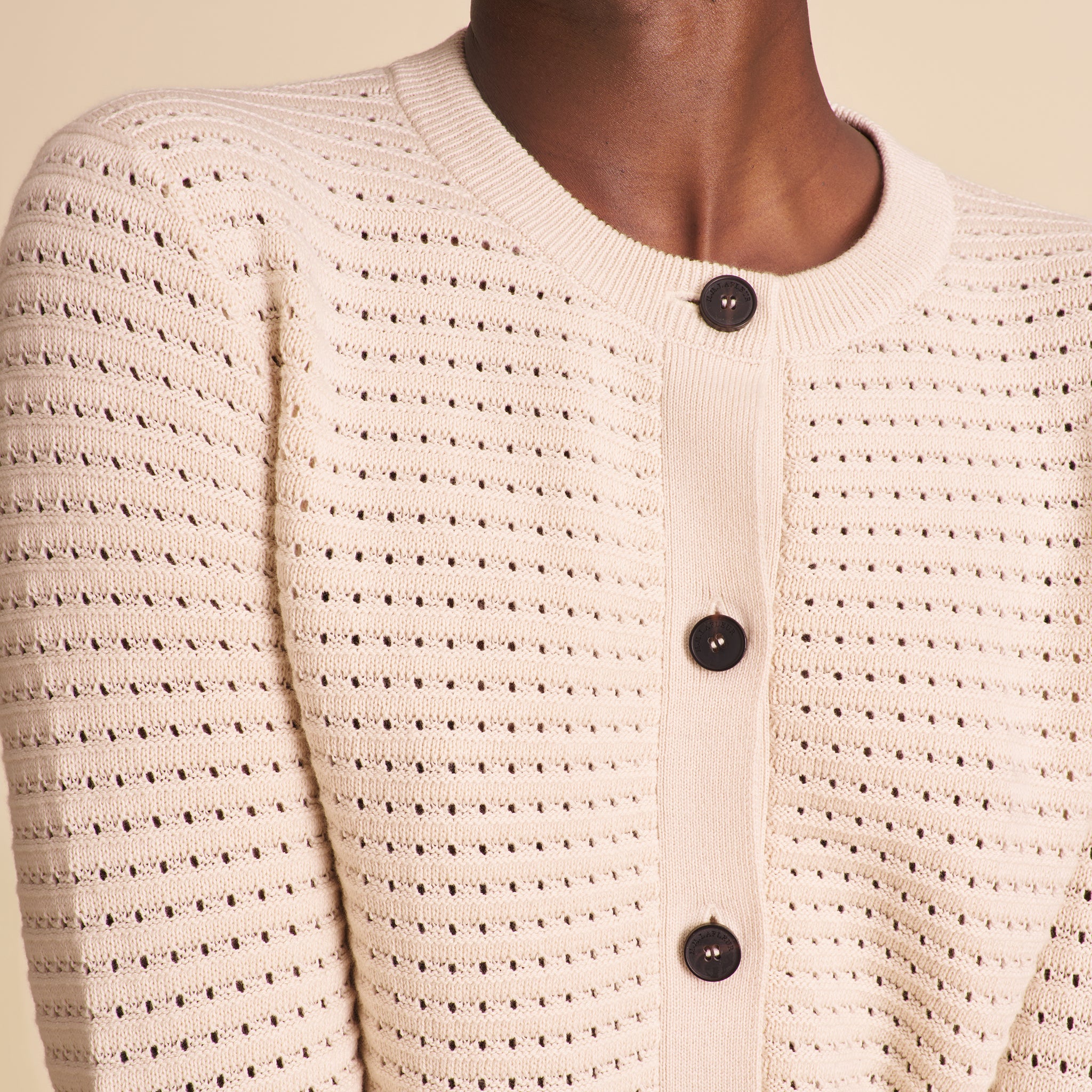 Zosia Classic Cardigan - Eyelet Knit :: Natural – M.M.LaFleur