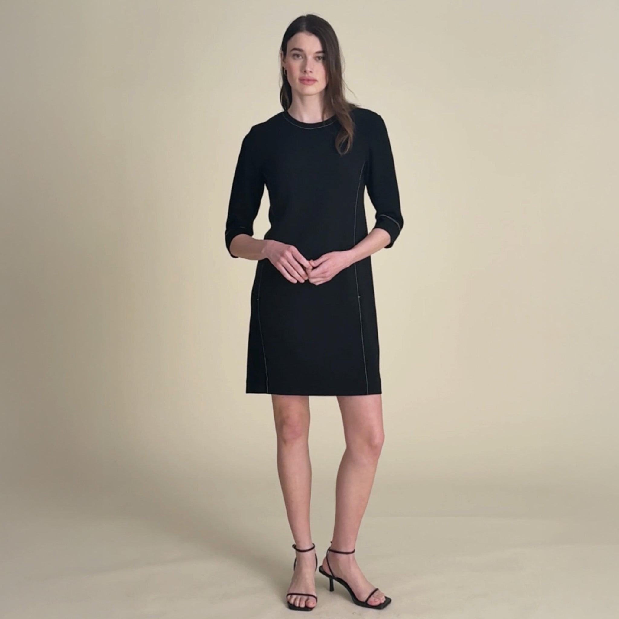 Lancia Travel Dress - Everyday Crepe with Topstitch :: Black