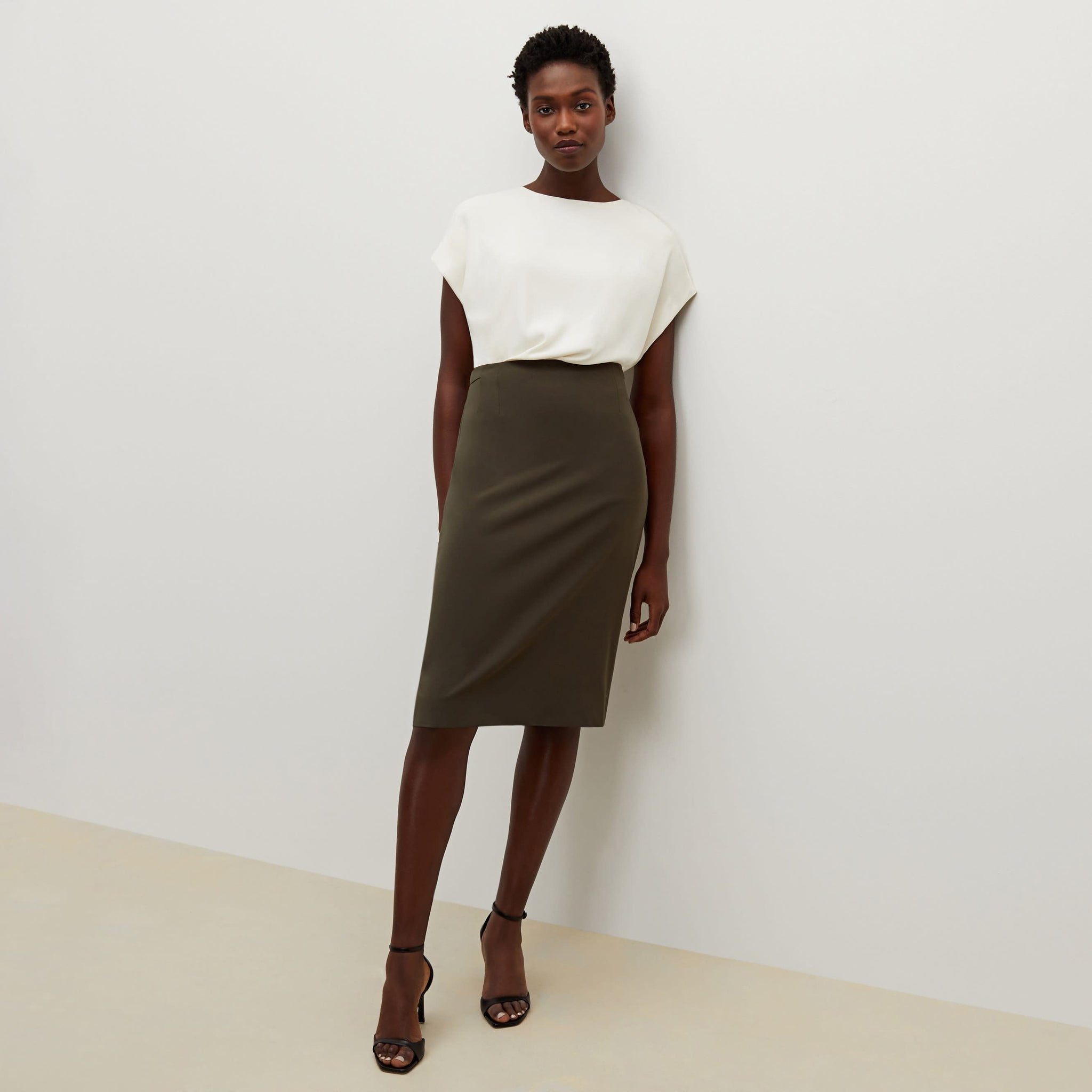 Allegra K Womens Workwear Paperbag Elastic High Waist Cotton Pencil Mini Skirt  Olive Green Xlarge  Target