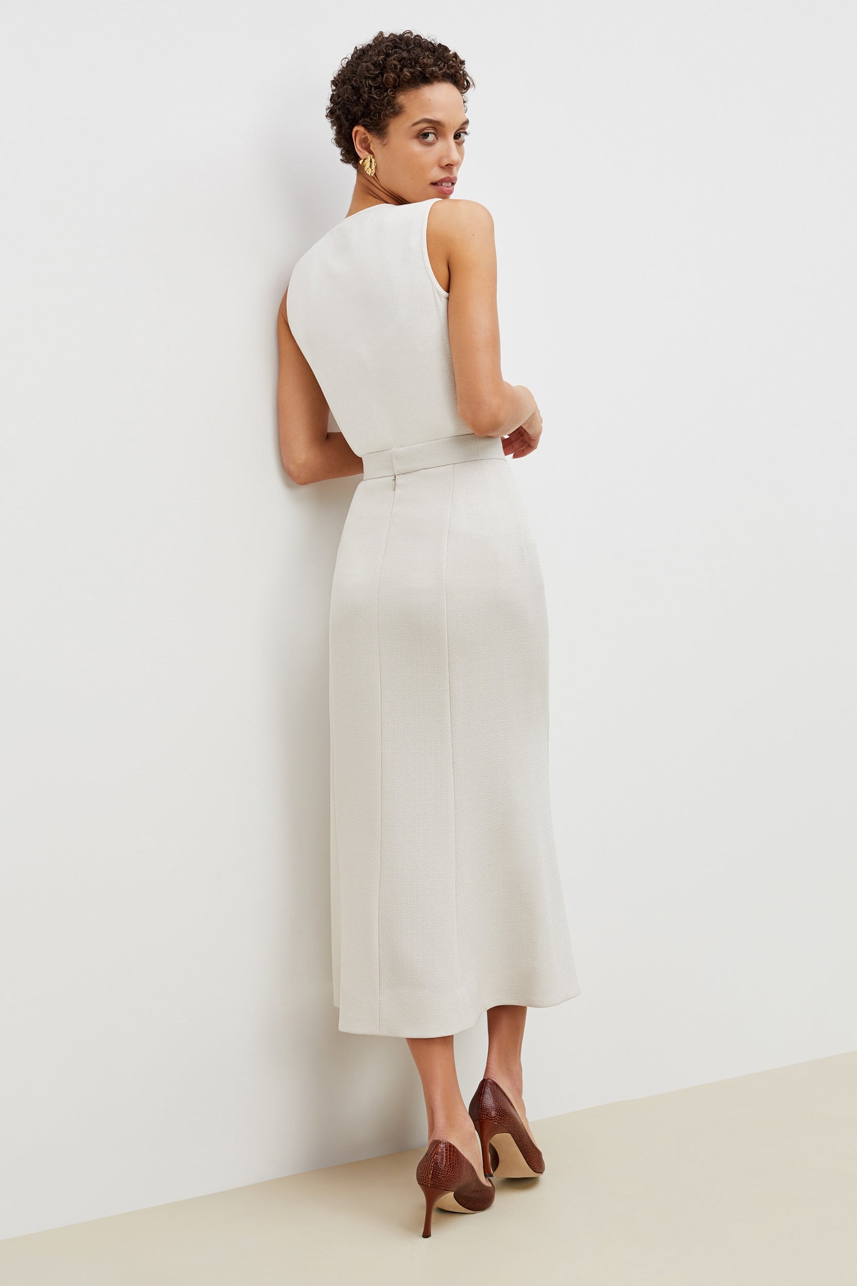 Eva Skirt - Textured Suiting :: Magnolia – M.M.LaFleur