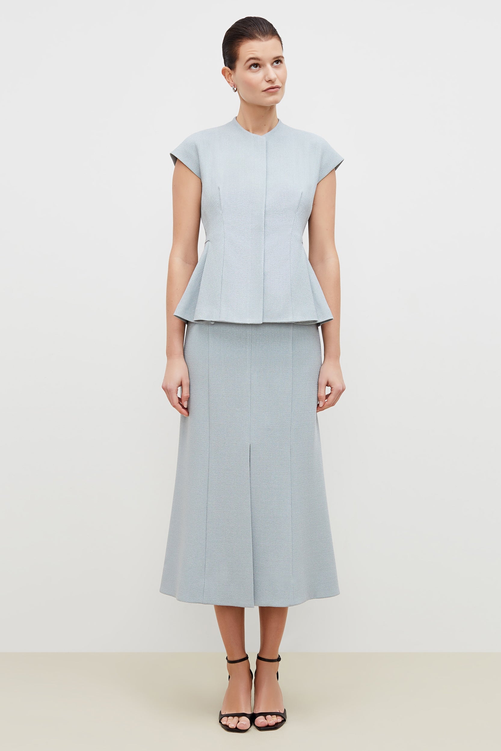 Eva Skirt - Textured Suiting :: Powder Blue – M.M.LaFleur