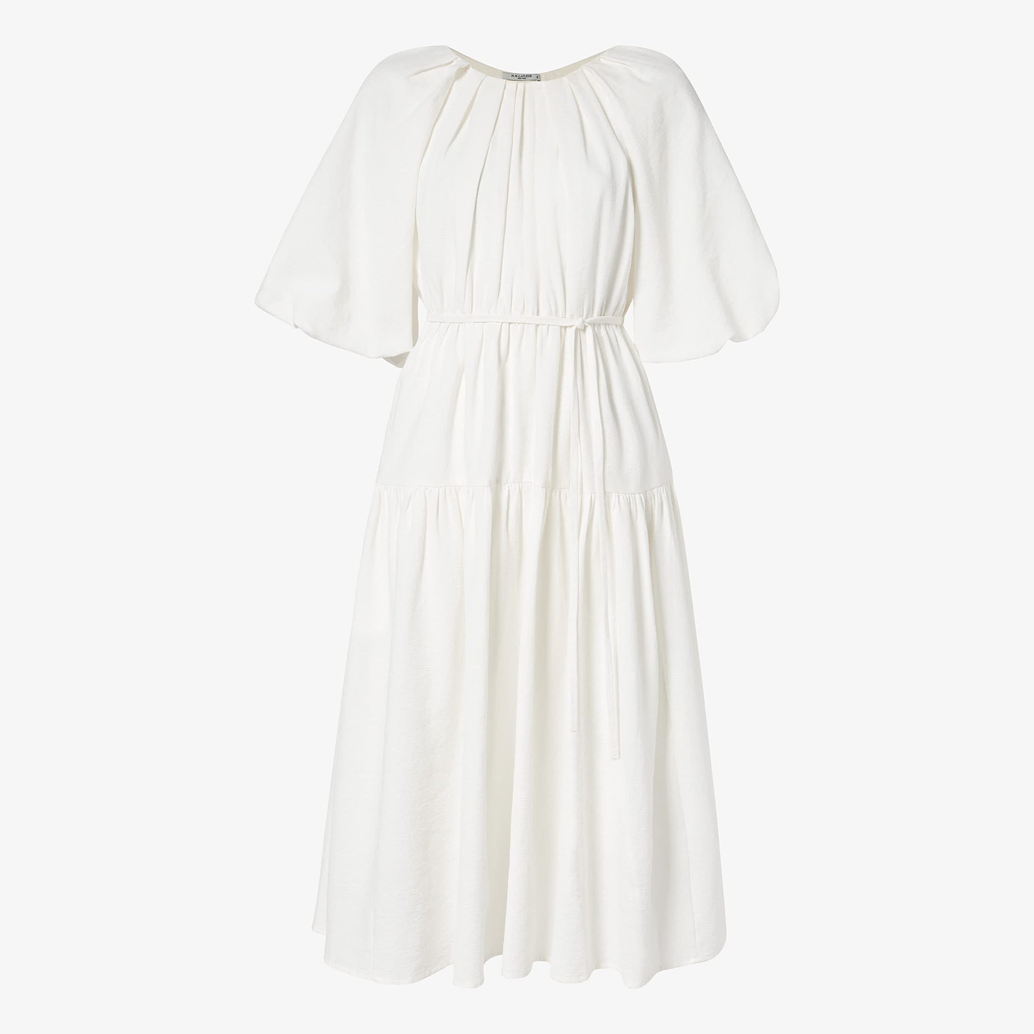 Packshot image of the medina dress in textured voile in ivory