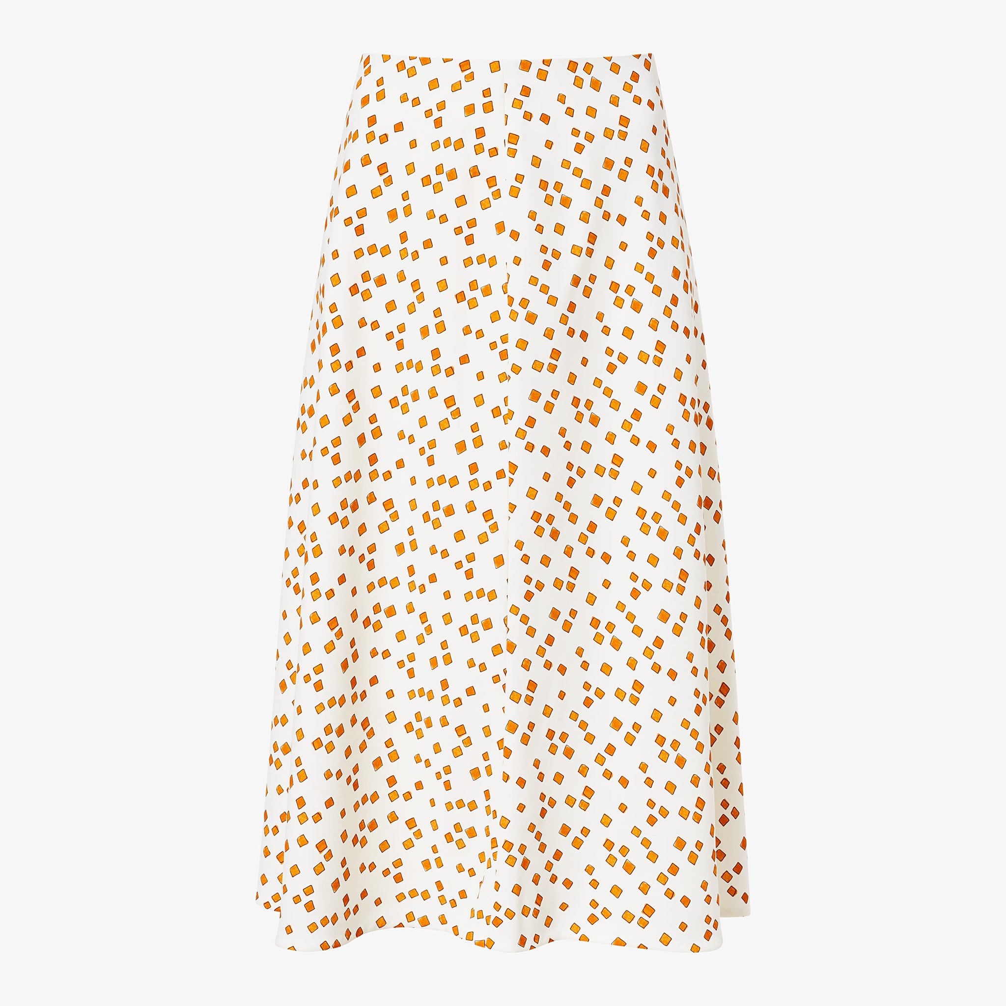 Packshot image of the orchard skirt in mosaic print in goldenrod and ivory