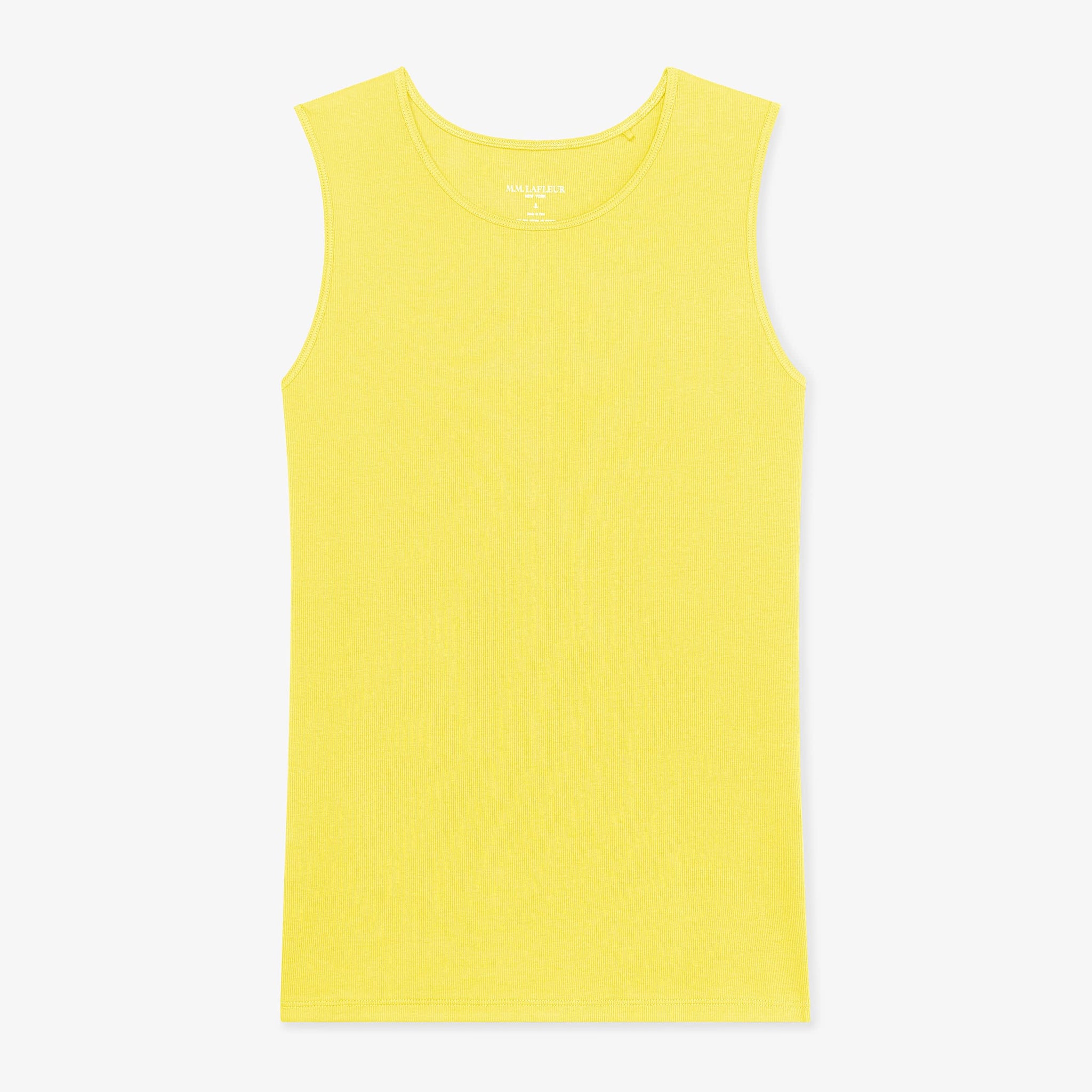 Packshot image of the Paige T-Shirt—Fine Ribbed Cotton in Sunshine