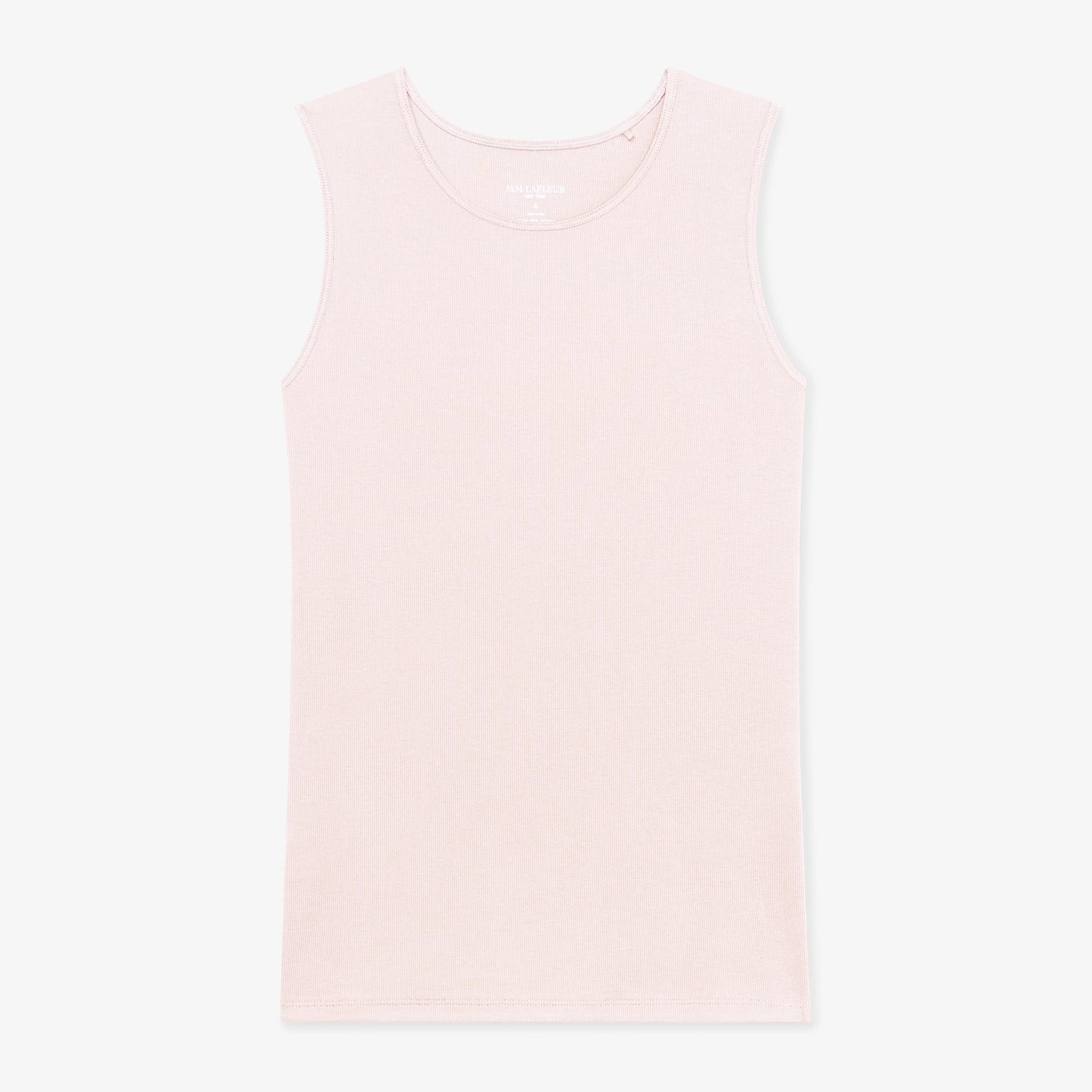 Packshot image of the Paige T-Shirt—Fine Ribbed Cotton in Soft Pink