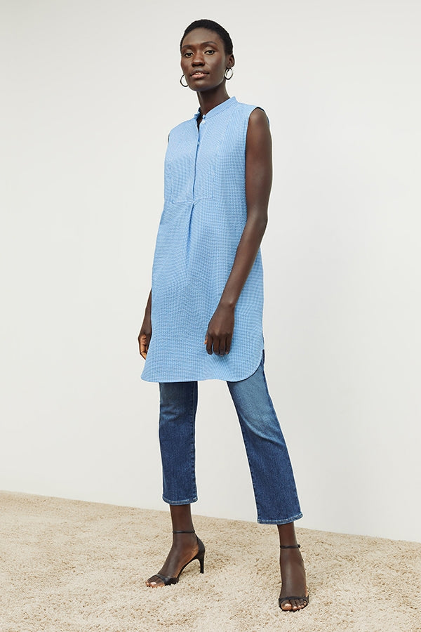Gigi Dress - Gingham Seersucker :: Capri Blue / White M.M.LaFleur Gigi Dress - Gingham Seersucker :: Capri Blue / White M.M.LaFleur