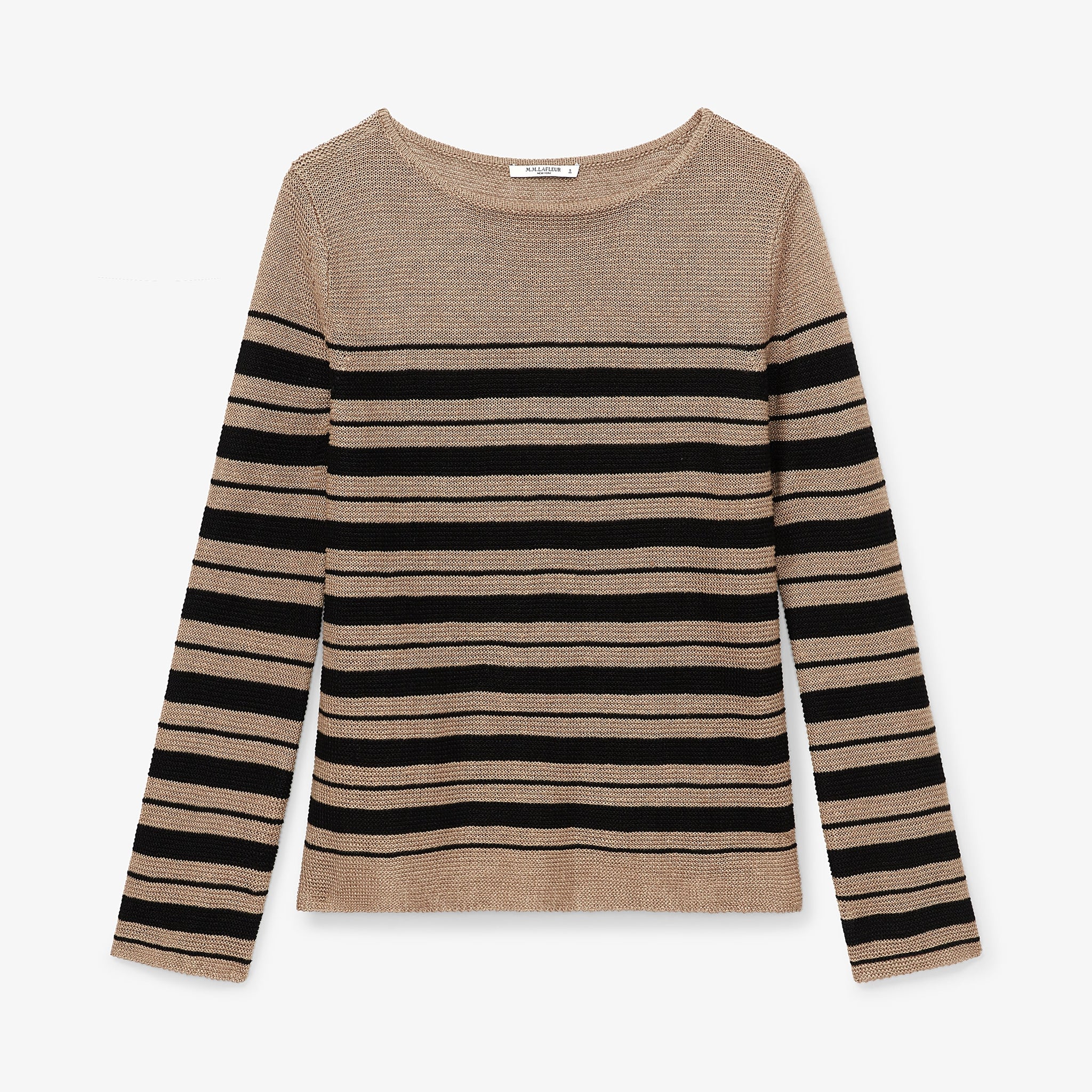 packshot image of the Samara Sweater—Knit Linen in Oak / Black