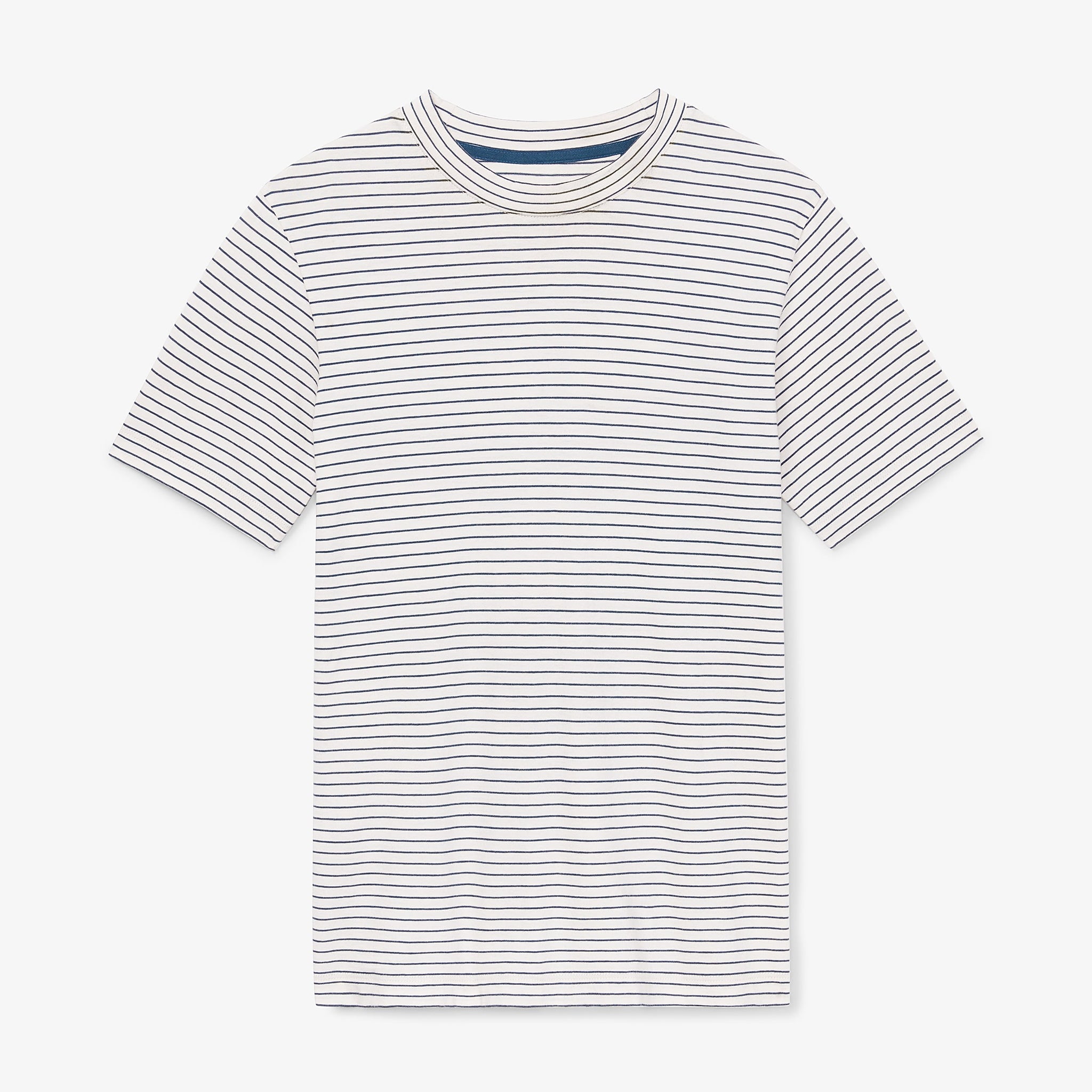 packshot image of Leslie T-Shirt—Thin Striped Cotton in Ivory / Coastline