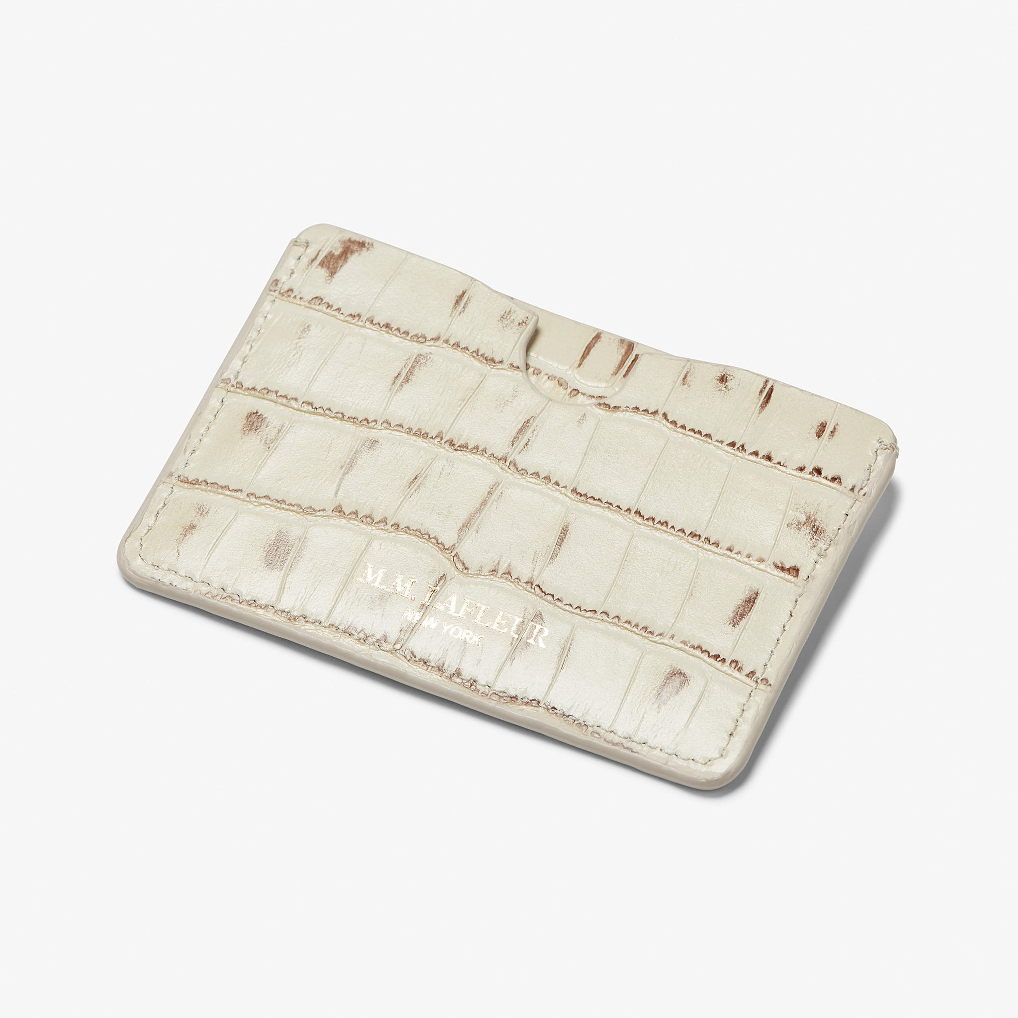 Card Case - Embossed Croc :: Antique White